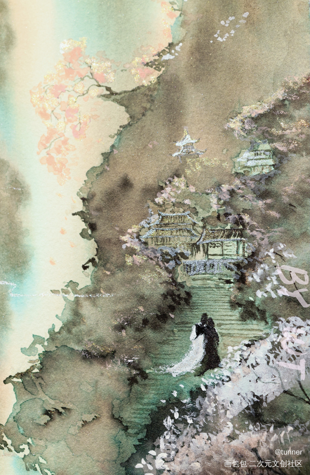 长阶之景_二哈和他的白猫师尊燃晚墨燃楚晚宁中国风手绘古风绘画作品