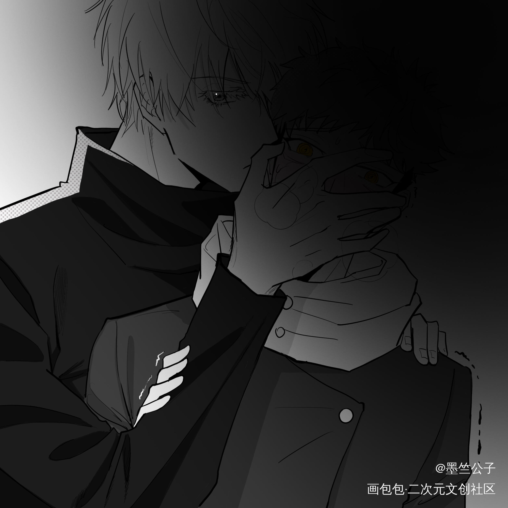 “嘘——”_咒术回战五悠虎杖悠仁五条悟摸鱼绘画绘画作品