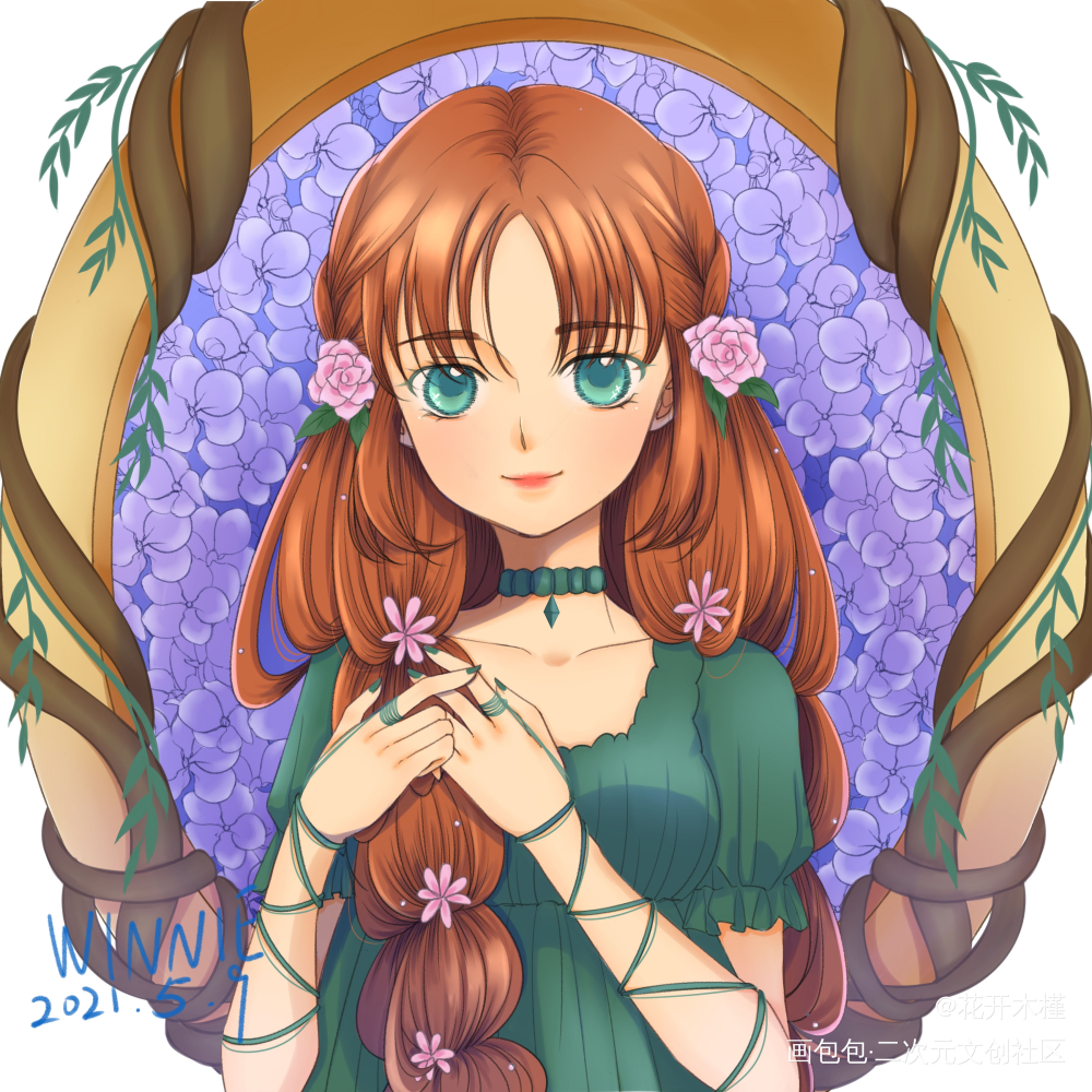 植物魔女_原创角色日系插画原创绘画作品