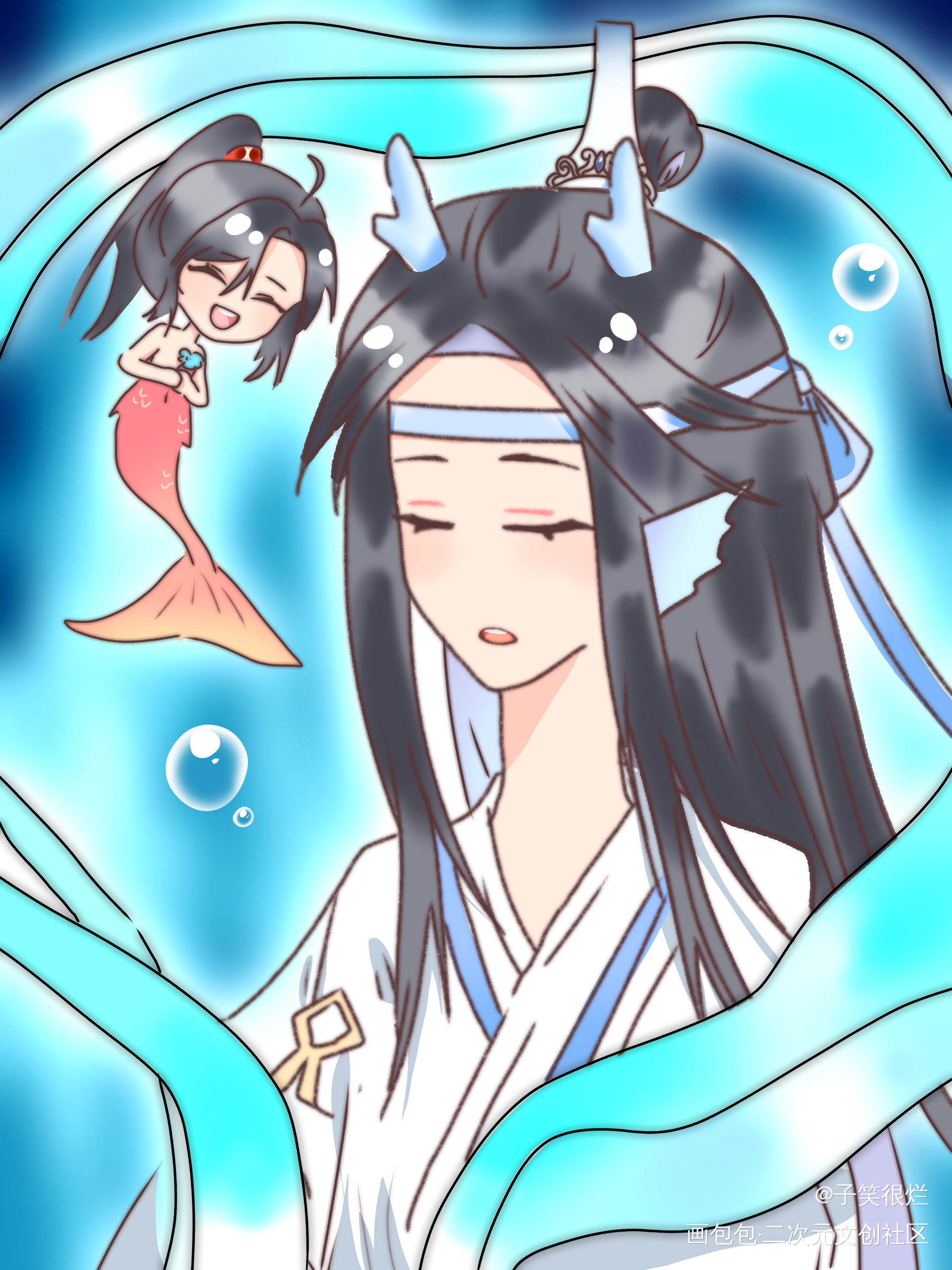 忘羡058_魔道祖师忘羡蓝忘机魏无羡魏无羡蓝忘机同人绘画作品