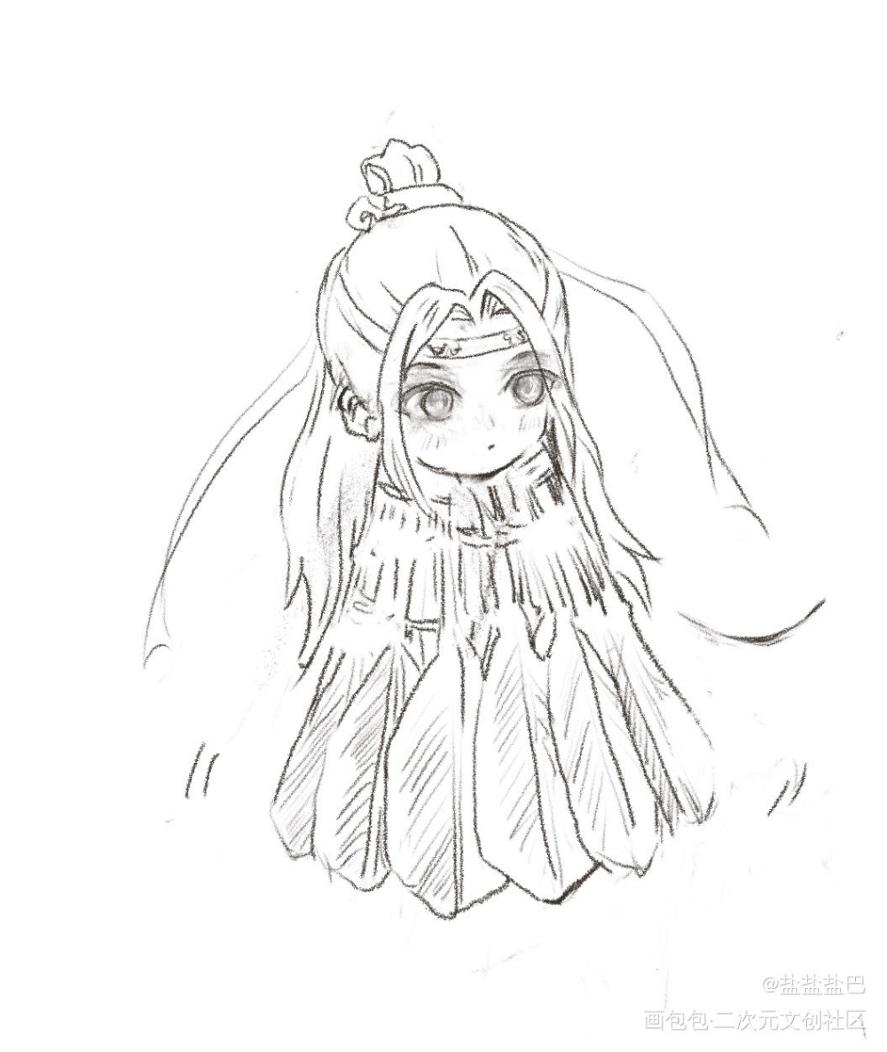 摸了一只“羽毛球”忘叽_魔道祖师忘羡Q版绘画作品