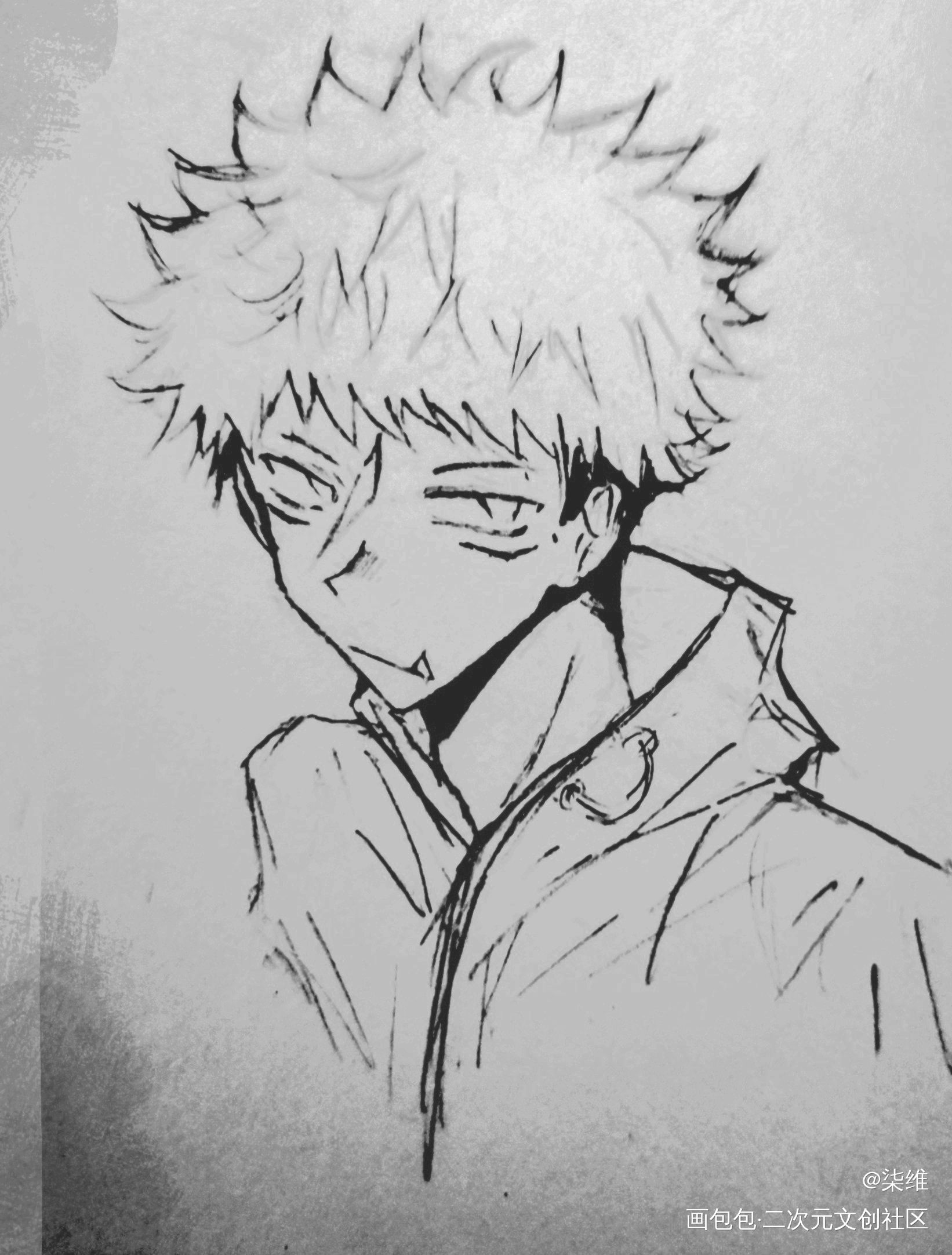 。_咒术回战虎杖悠仁手绘绘画作品