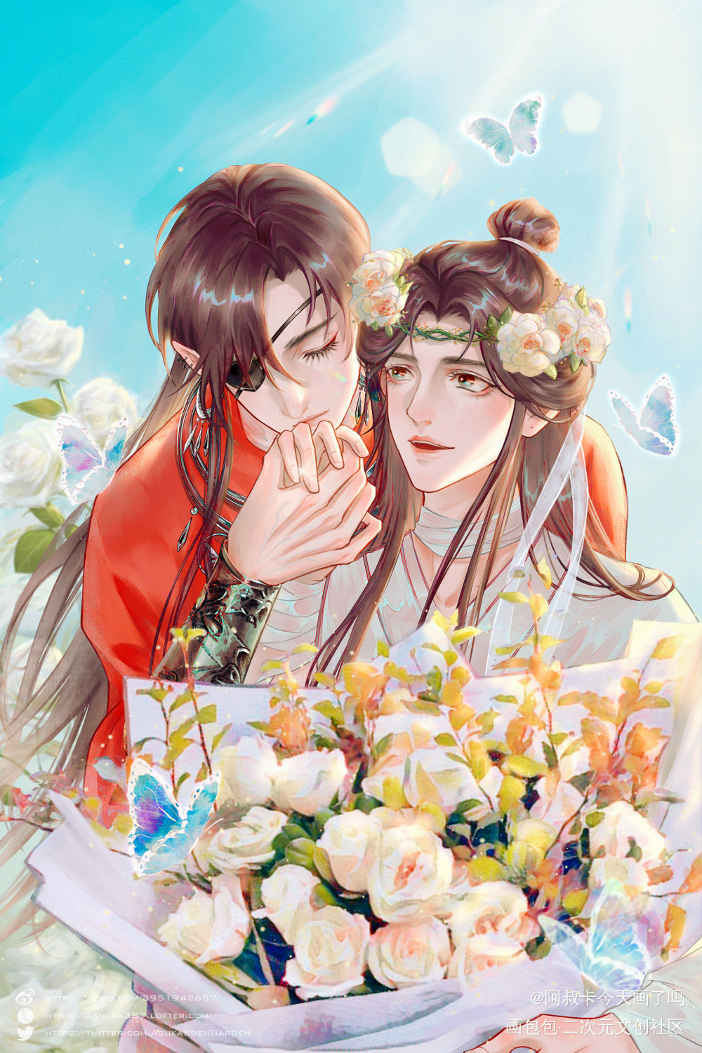 花怜_天官赐福花怜谢怜花城古风墨香铜臭绘画作品