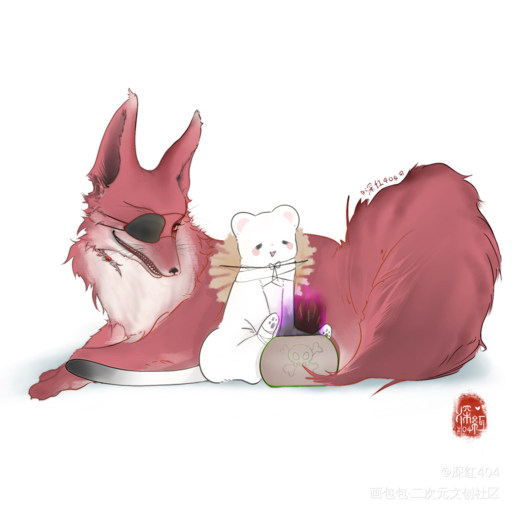 可能是动物系列——吃饭_天官赐福花怜谢怜花城平涂绘画作品