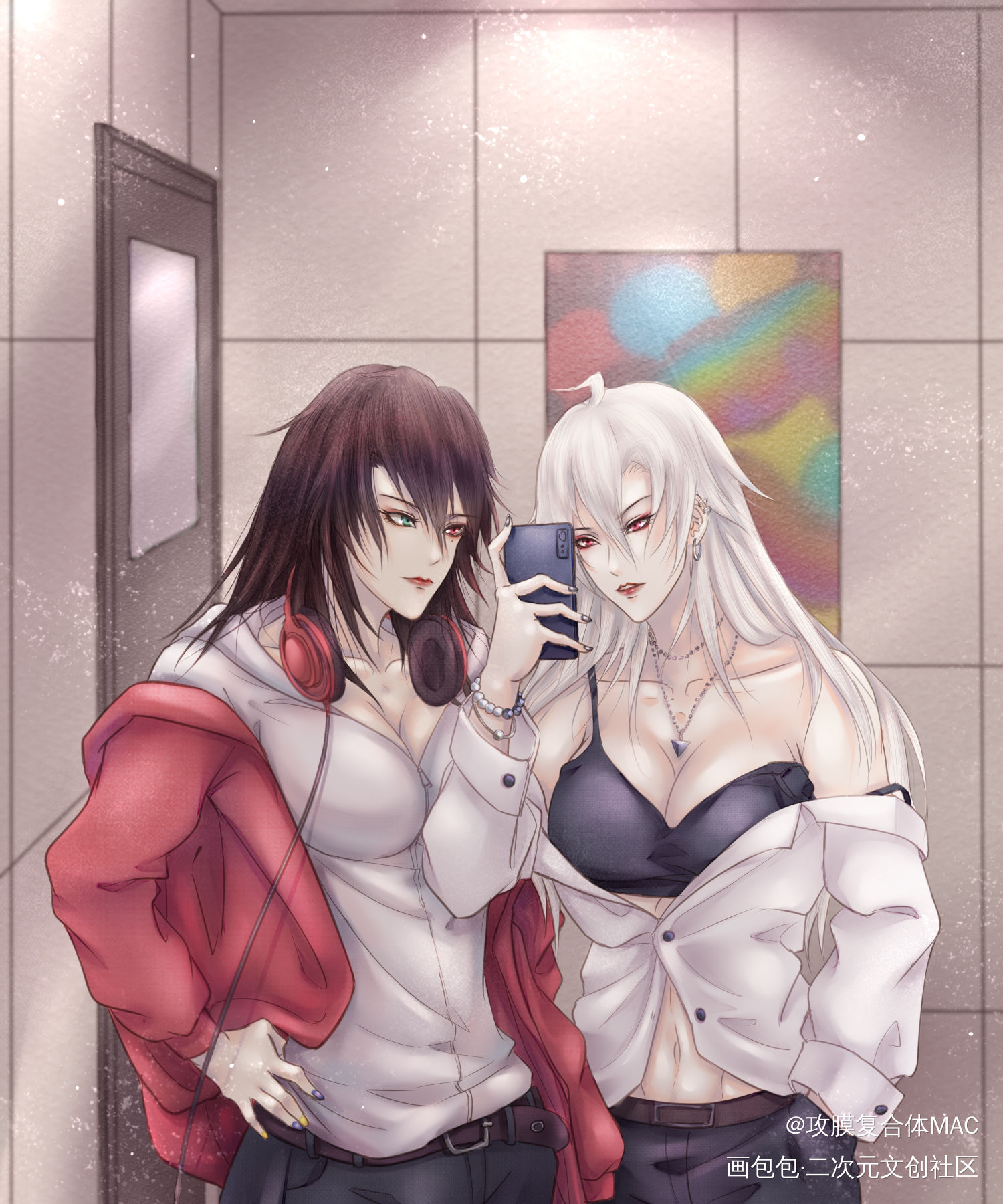 性转山田一&左马刻_催眠麦克风碧棺左马刻山田一郎性转同人绘画作品