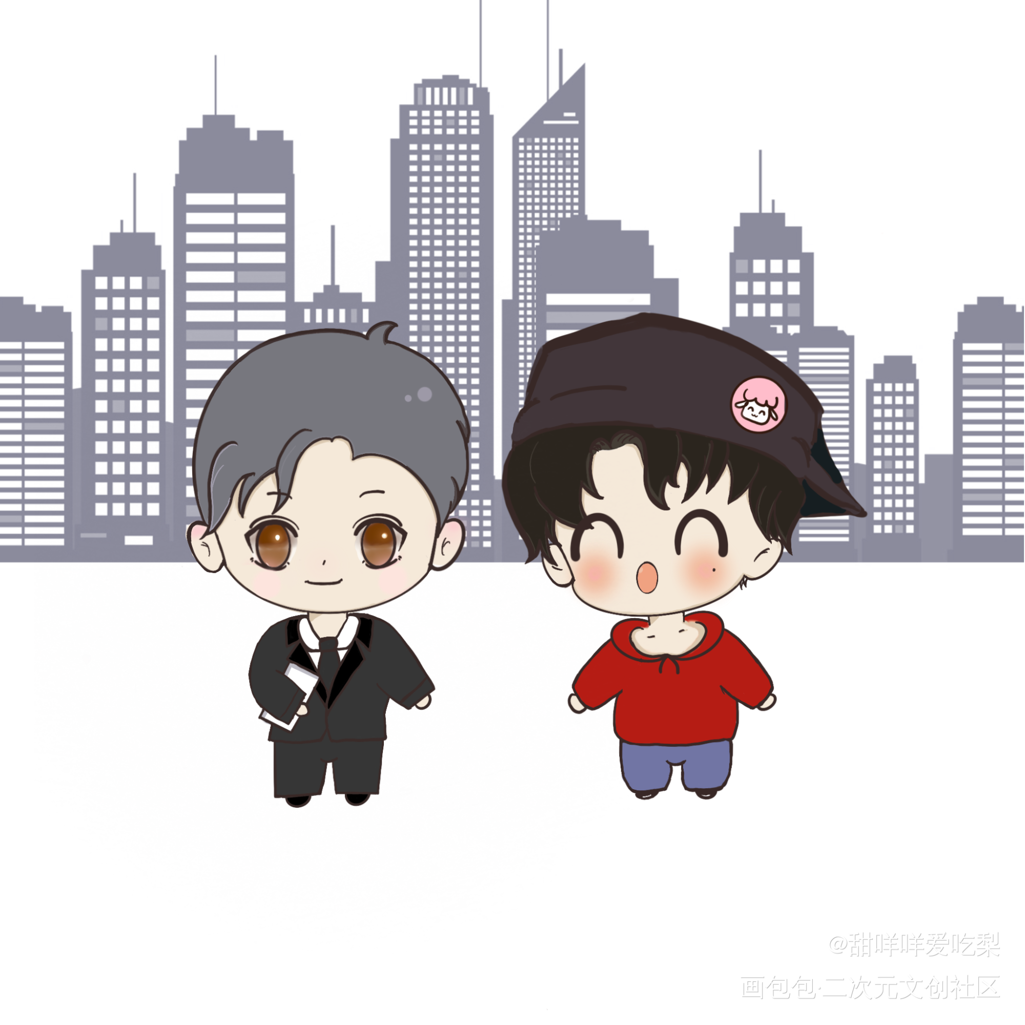 接黎叔叔下班！_谁把谁当真妹叔黎朔赵锦辛Q版绘画作品