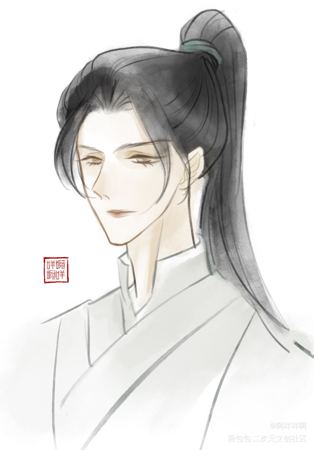 少年晚宁_二哈和他的白猫师尊燃晚楚晚宁古风绘画作品