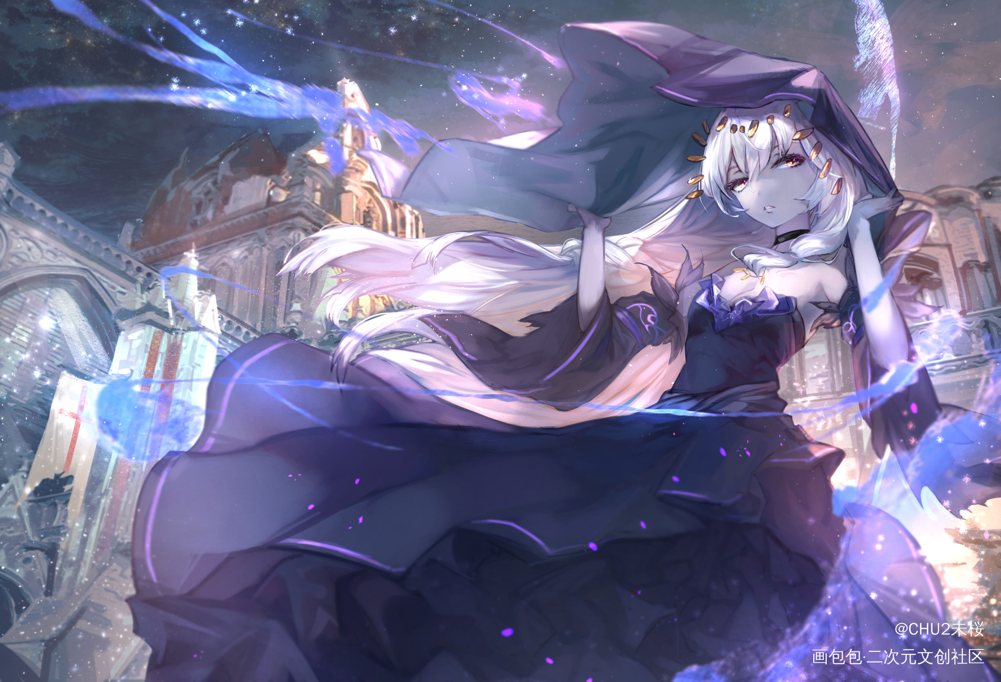 城堡里的魔女_厚涂平涂日系求点评求配文我要上首推插画原创人物原创原创oc绘画作品