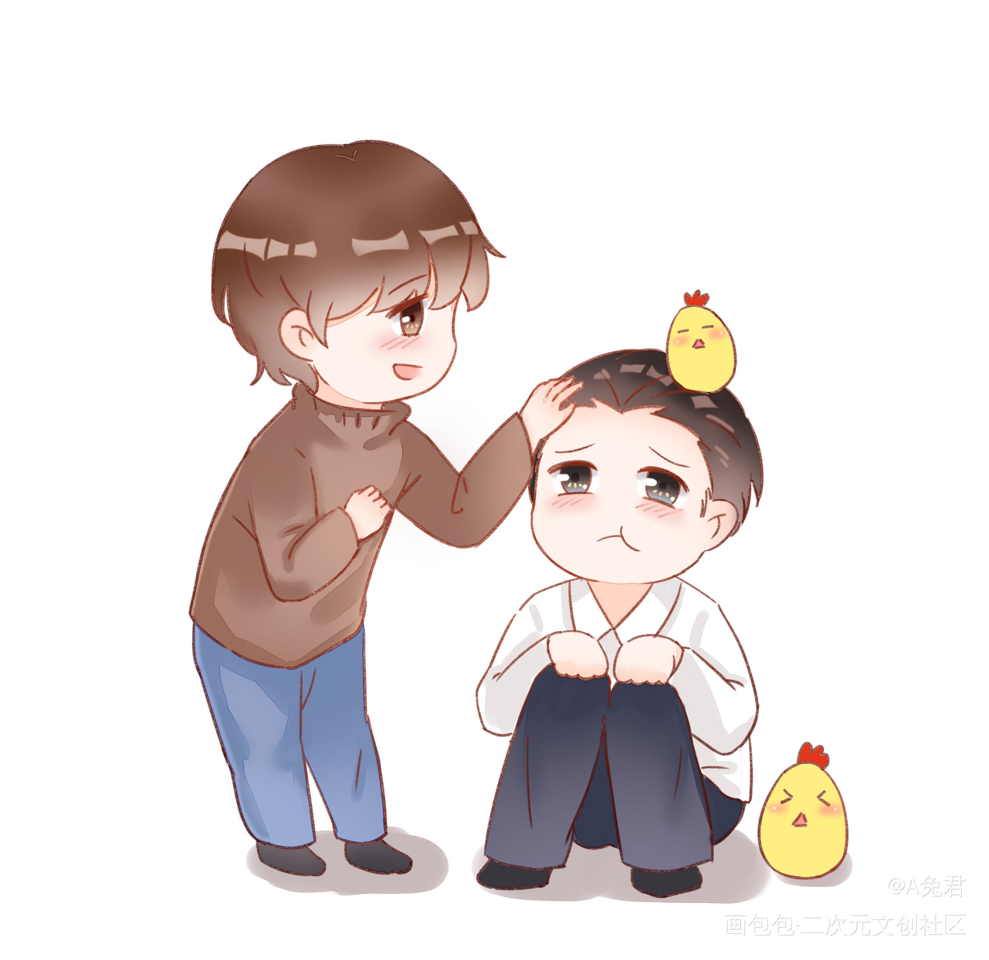 摸摸头_188男团群秀Q版绘画作品