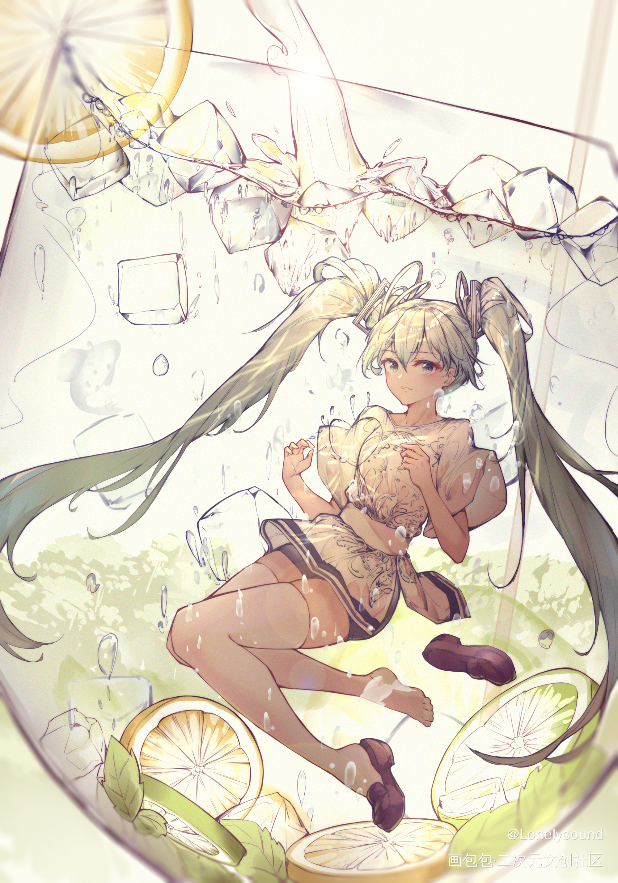 杯_VOCALOID初音未来立绘日系插画同人绘画作品