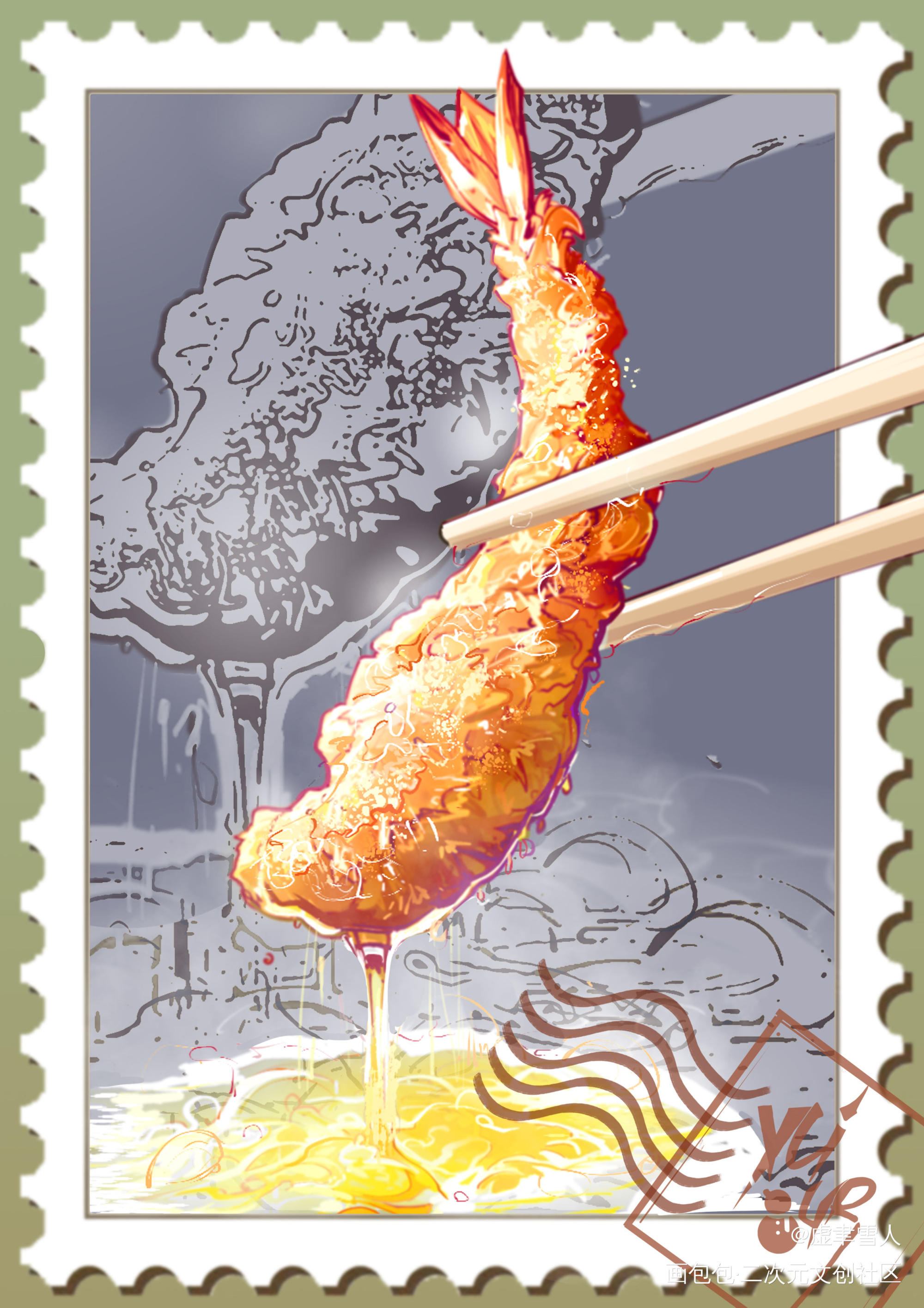 食物邮票_插画原创绘画作品