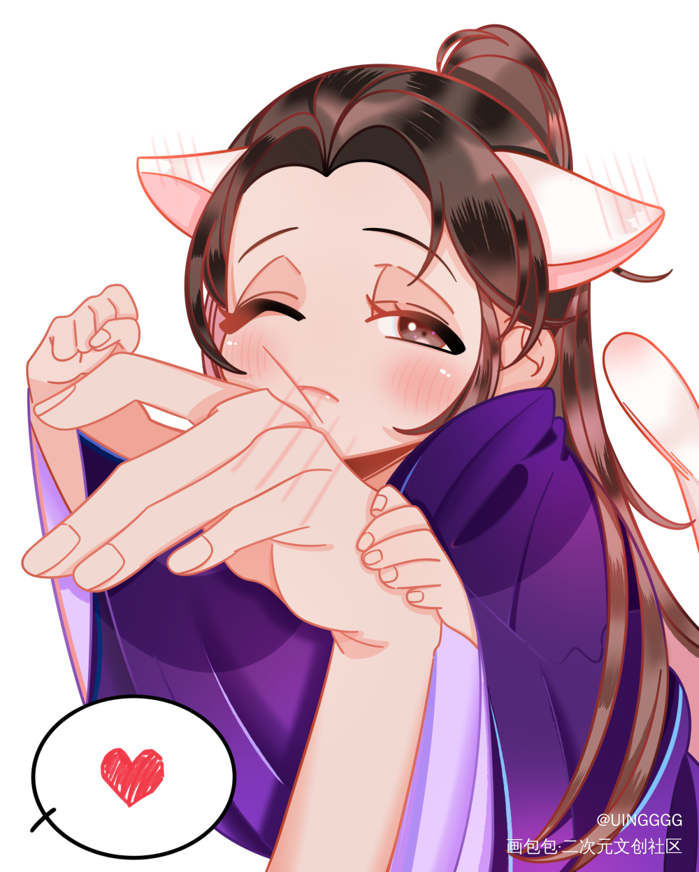 《黏人猫》_二哈和他的白猫师尊绘画作品