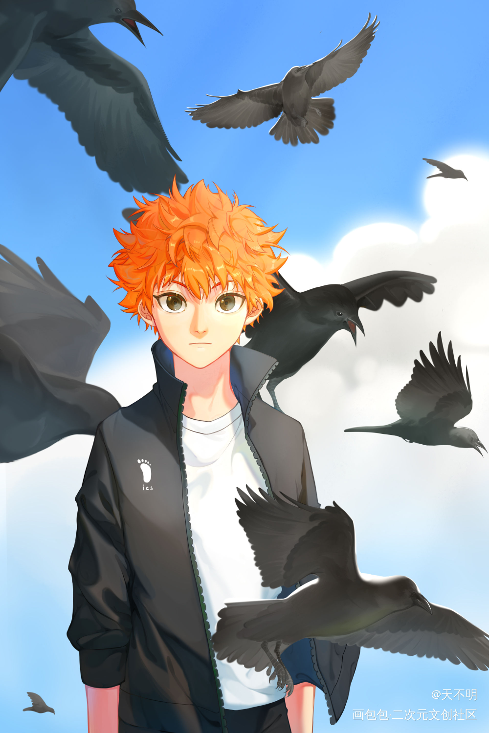 排球少年_排球少年日向翔阳日系同人星海光来绘画绘画作品