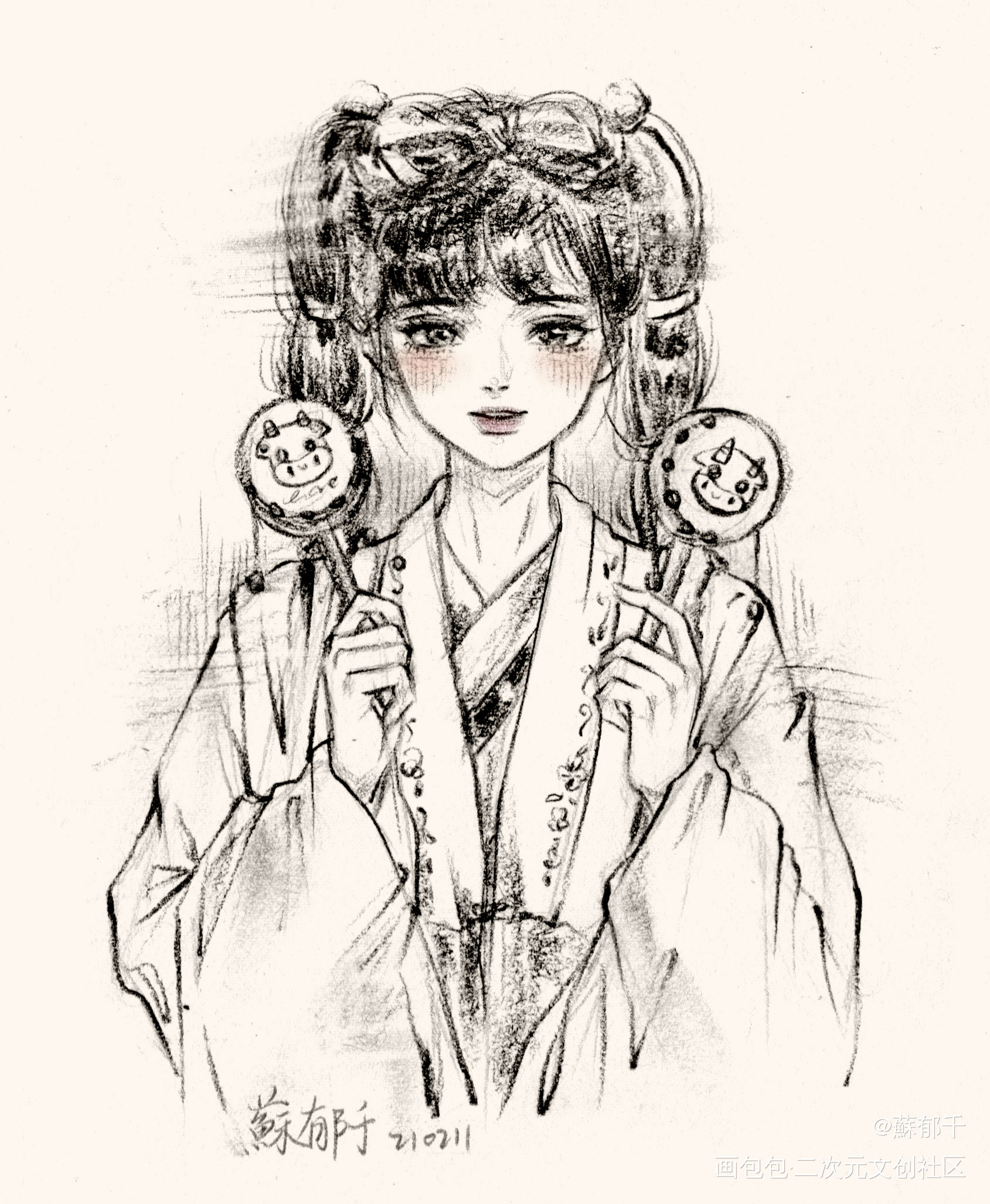 速写_手绘古风绘画作品