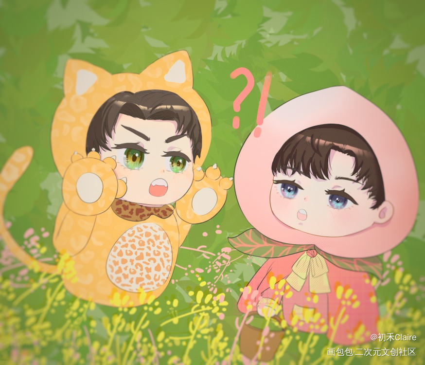 嗷呜！_Q版插画同人南北cp南北绘画作品