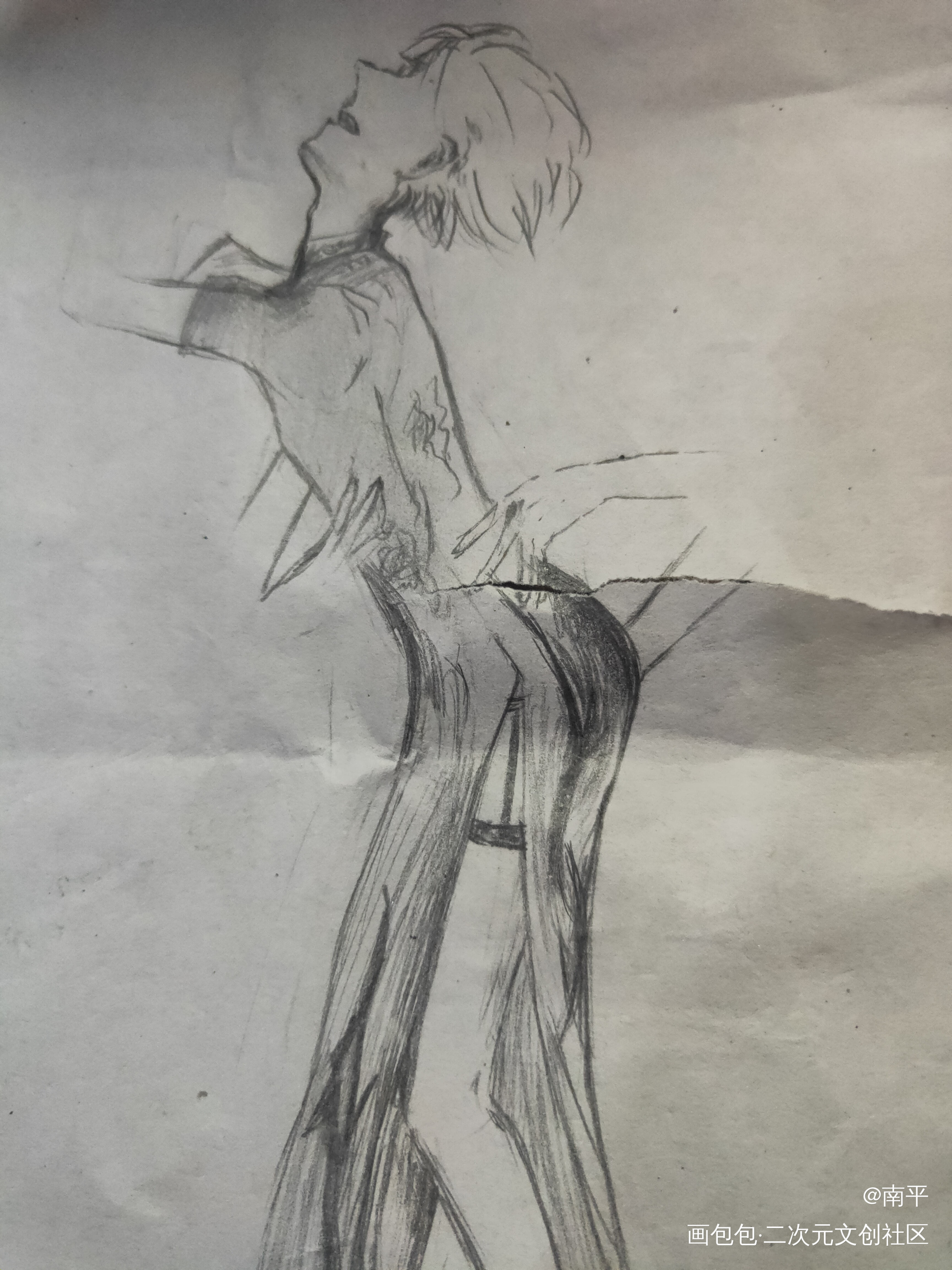 上课摸鱼_手绘绘画作品