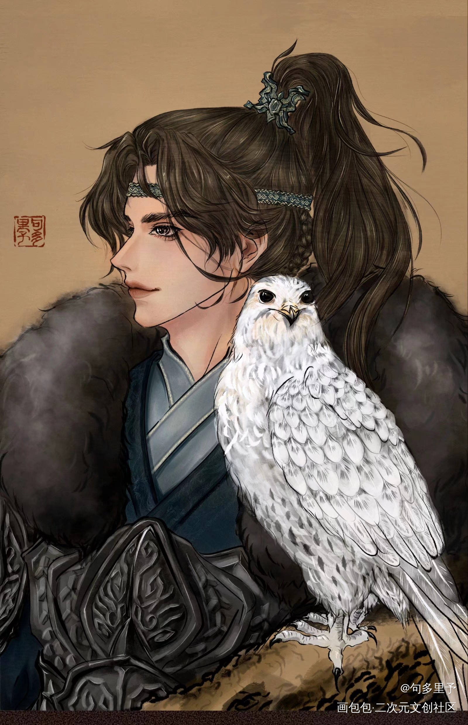 离北的狼崽_将进酒古风平涂绘画作品