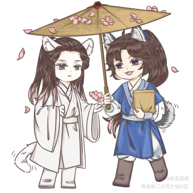 “我想给师尊撑一辈子伞”_二哈和他的白猫师尊燃晚绘画作品