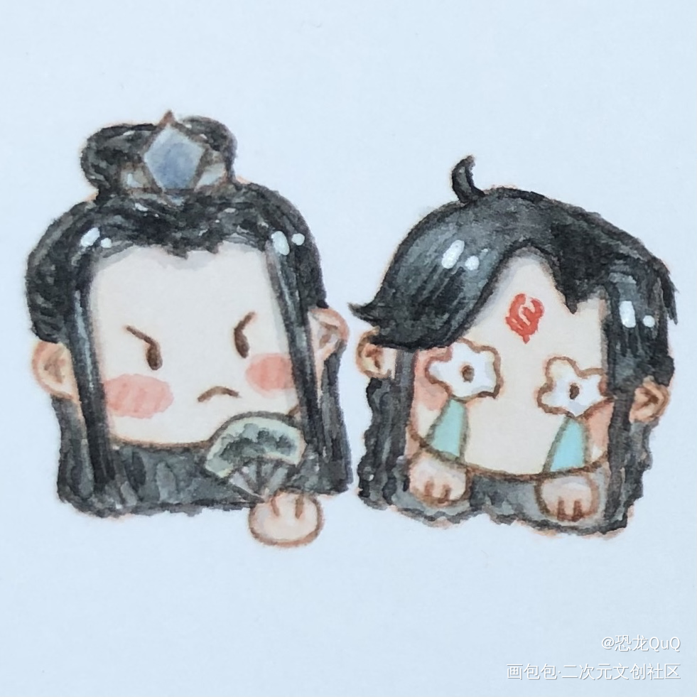 花怜冰秋忘羡豆豆眼贴贴_绘画作品
