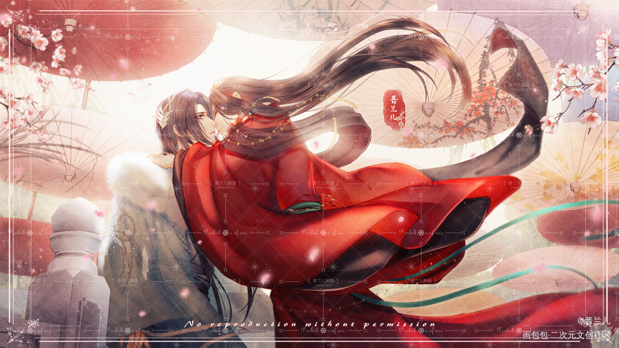 两岸桃花烘日出，四围高柳到天垂_古风插画约稿板绘原创oc绘画作品