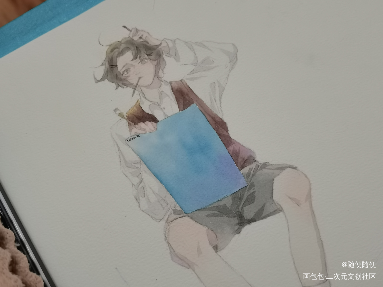 美术生小羡_魔道祖师忘羡魏无羡手绘水彩平涂同人绘画作品