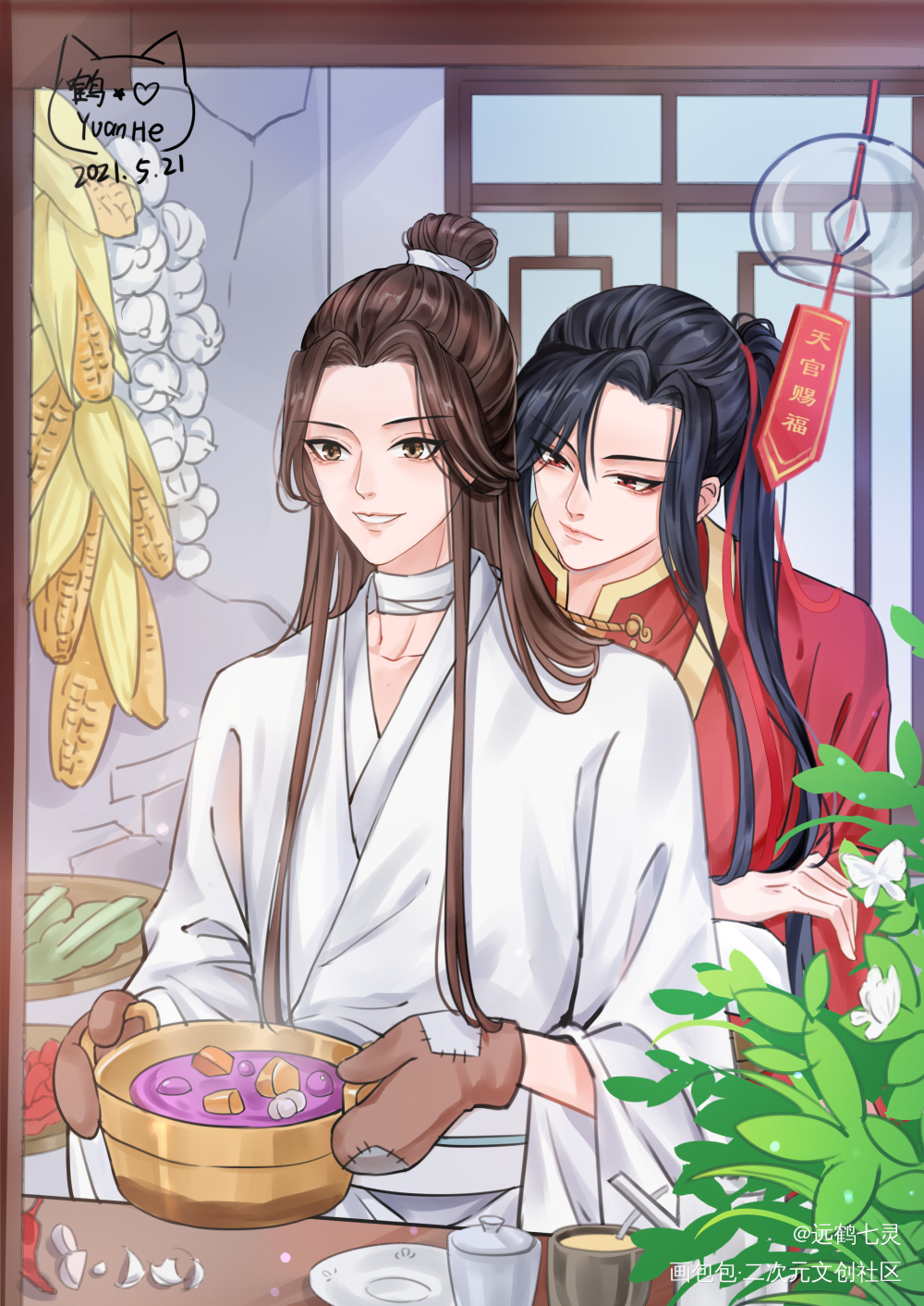 _天官赐福花怜约稿绘画作品