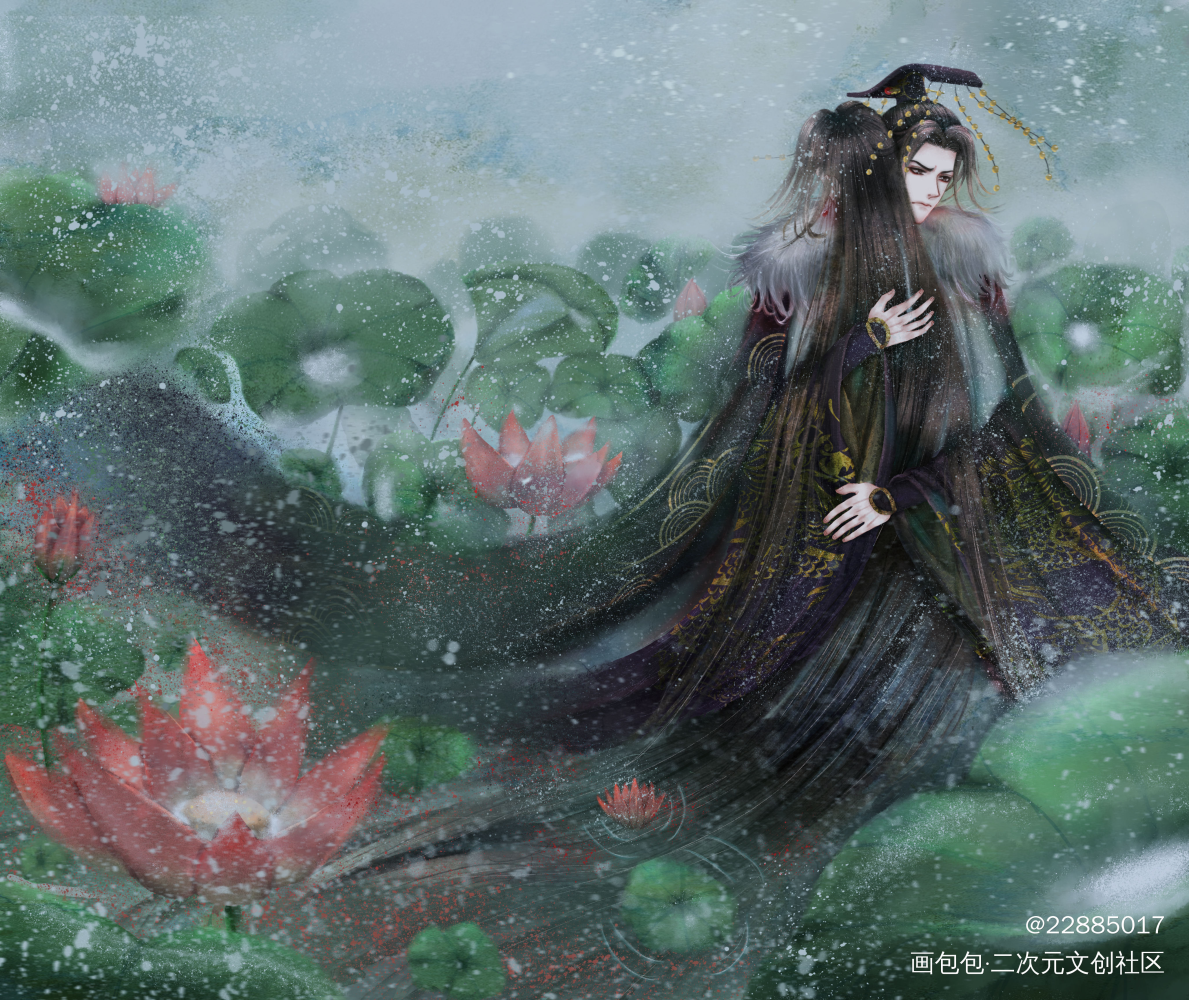 _二哈和他的白猫师尊燃晚墨燃楚晚宁古风水彩绘画作品