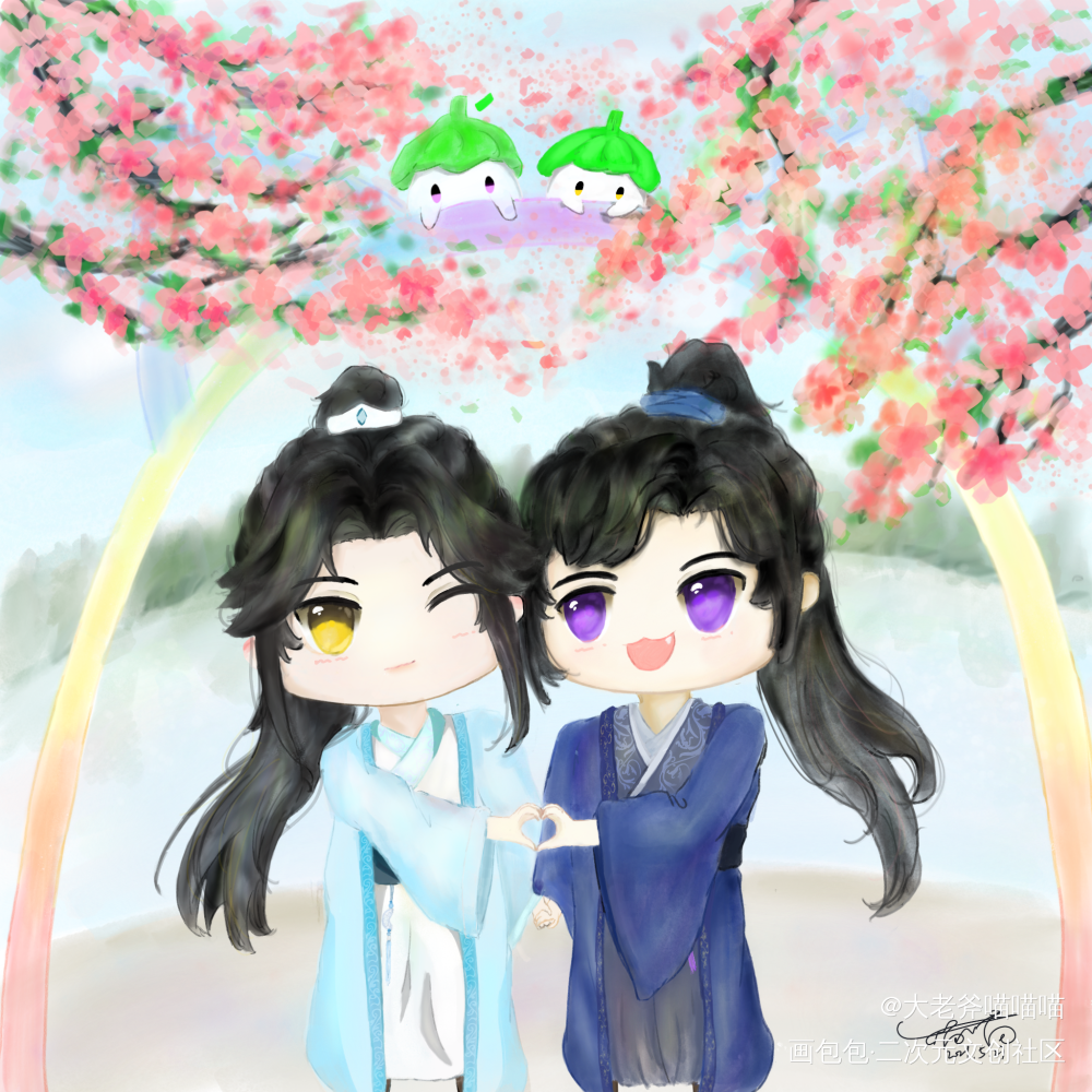 _二哈和他的白猫师尊燃晚日系Q版绘画作品