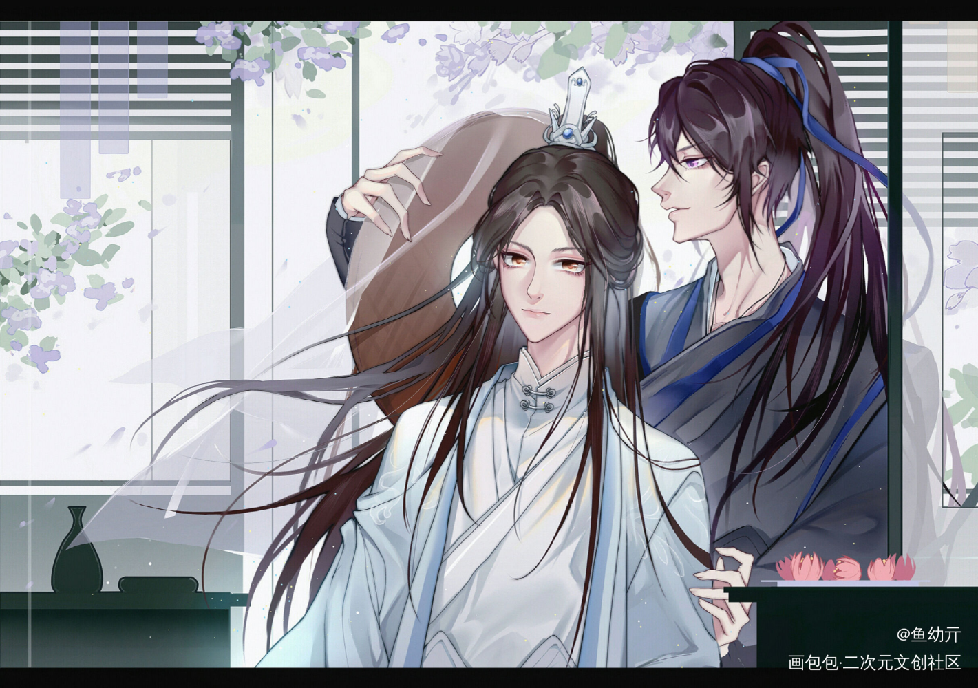 燃晚_二哈和他的白猫师尊燃晚绘画作品