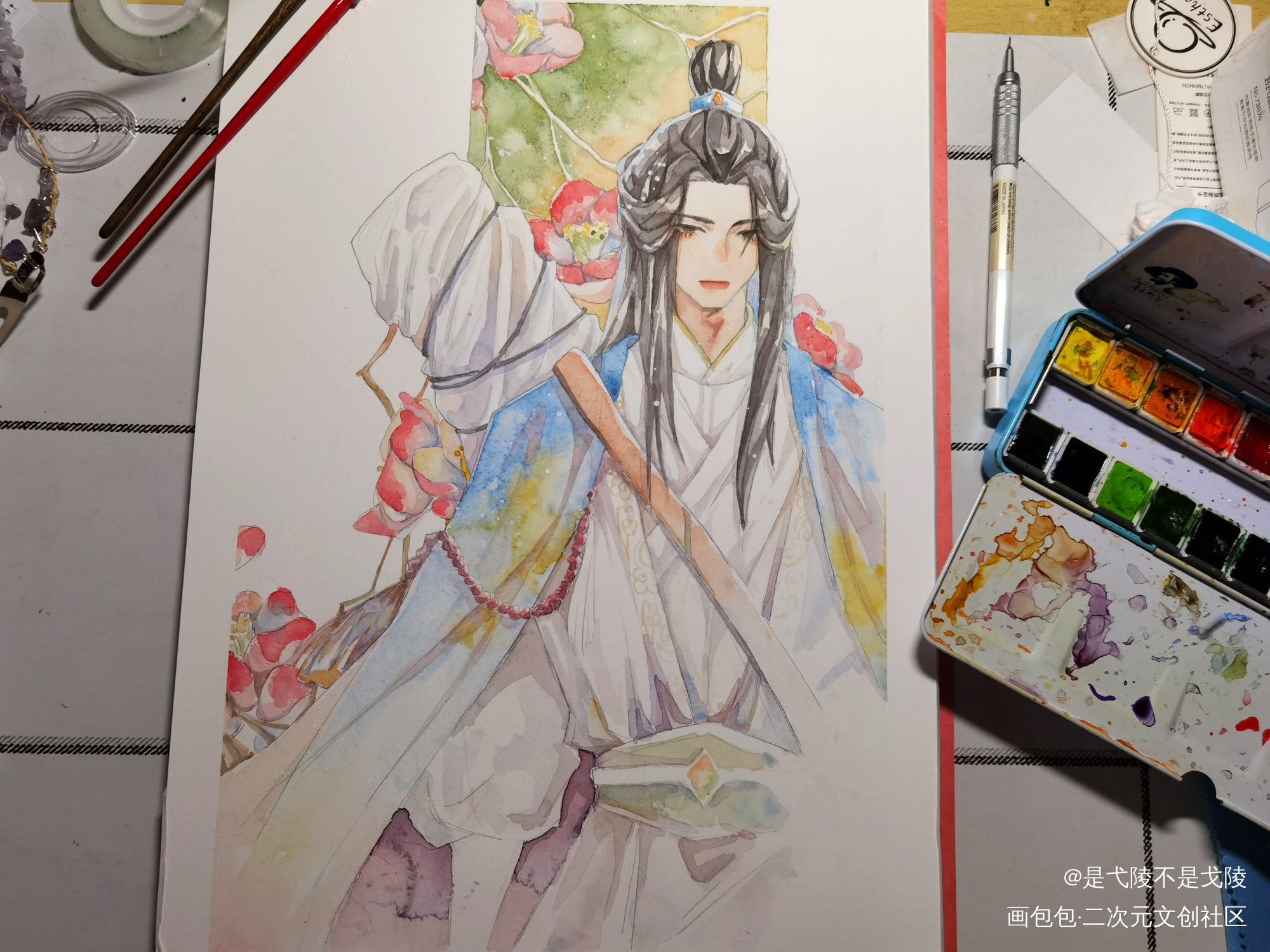 晚宁_二哈和他的白猫师尊楚晚宁水彩绘画作品