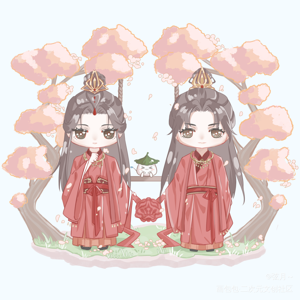 燃晚结婚_二哈和他的白猫师尊燃晚Q版绘画作品