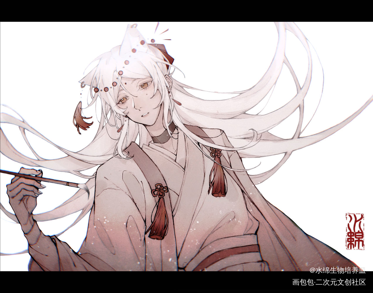 哎呀呀_手绘古风平涂插画原创oc绘画作品
