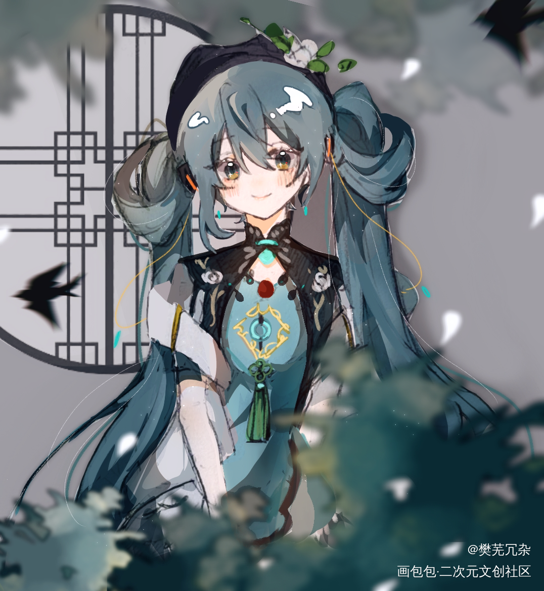 之前手绘的miku_miku初音未来手绘平涂原创插画指绘绘画作品