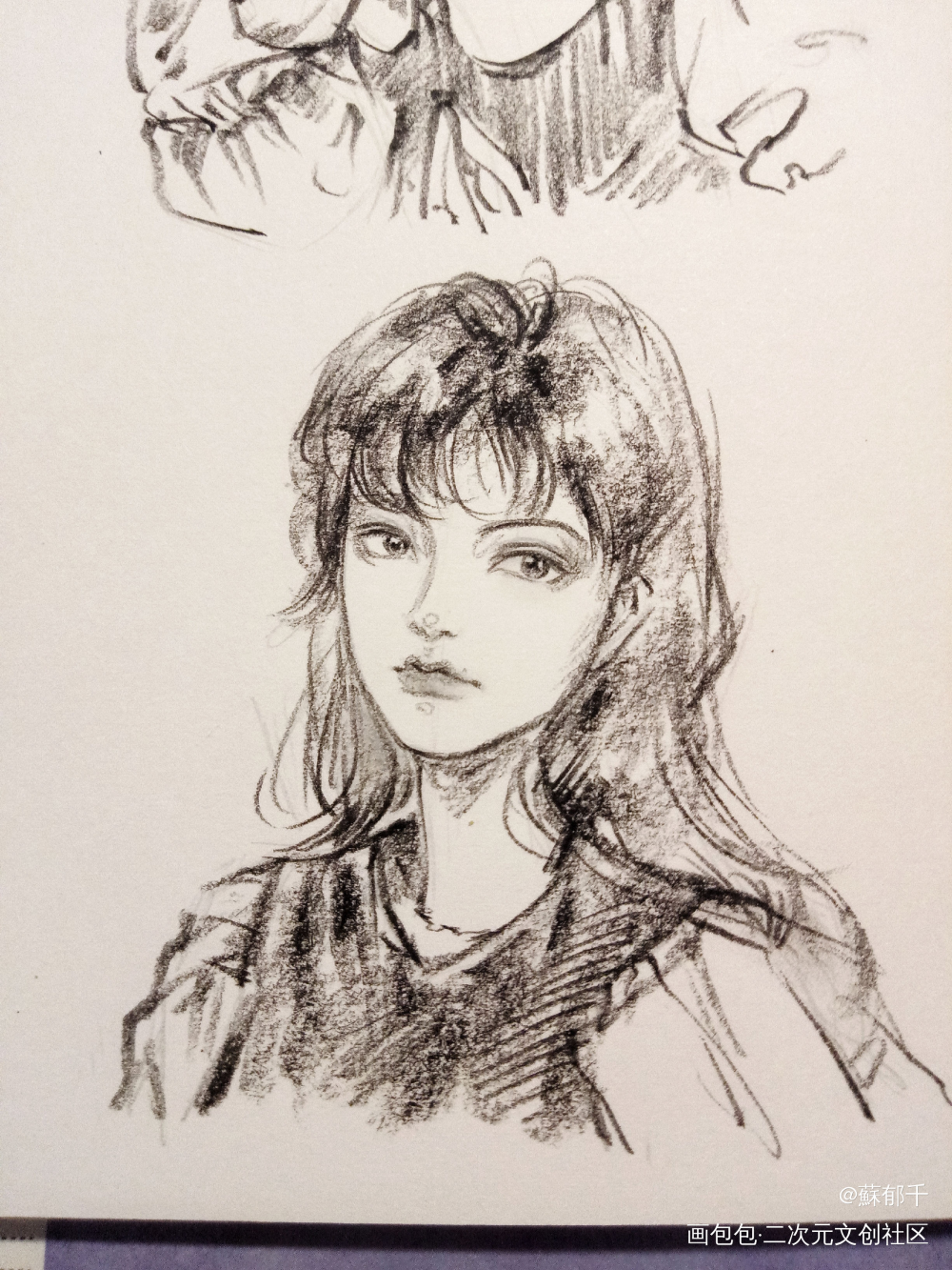 速写头像过程_手绘绘画作品