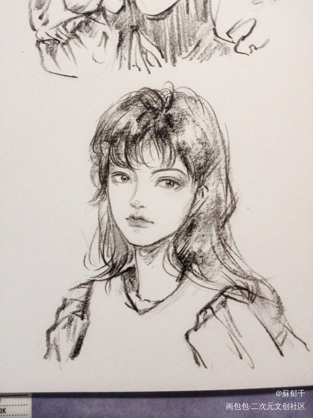速写头像过程_手绘绘画作品