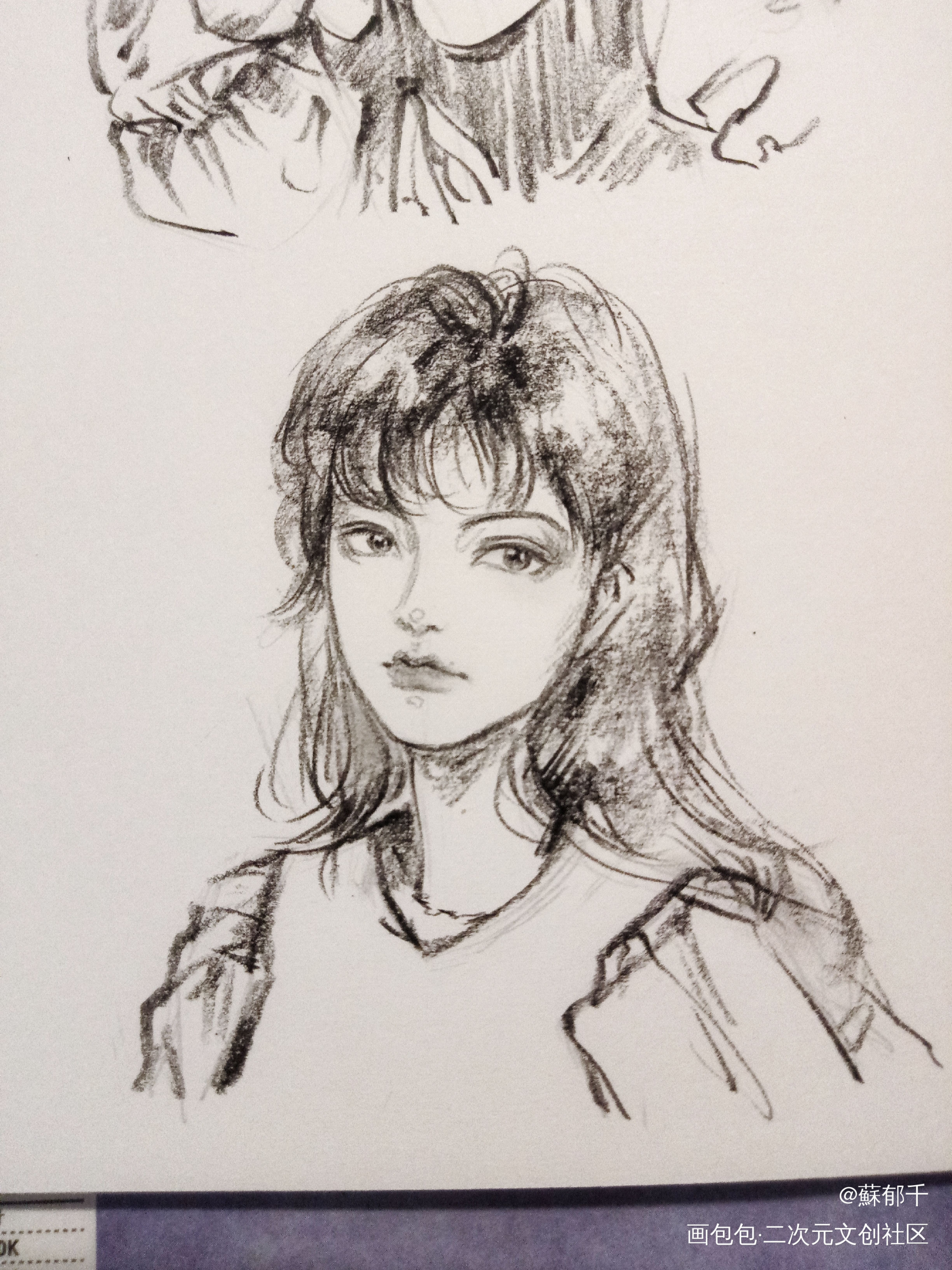 速写头像过程_手绘绘画作品