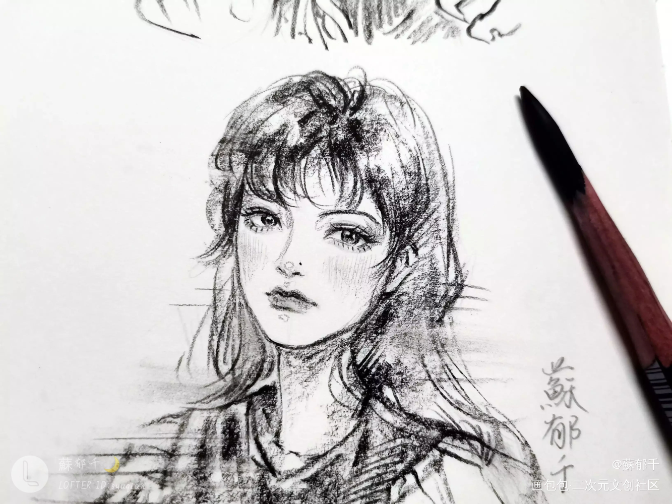 速写头像过程_手绘绘画作品