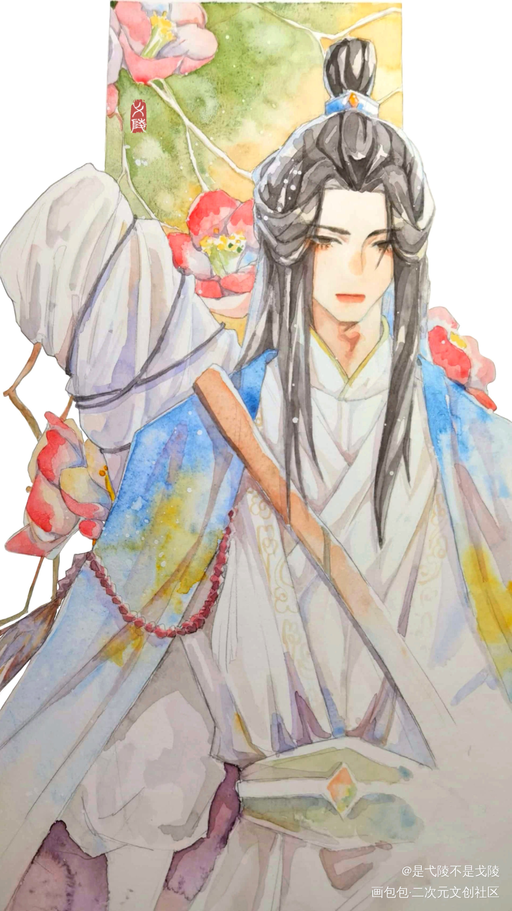 晚宁_二哈和他的白猫师尊楚晚宁水彩绘画作品