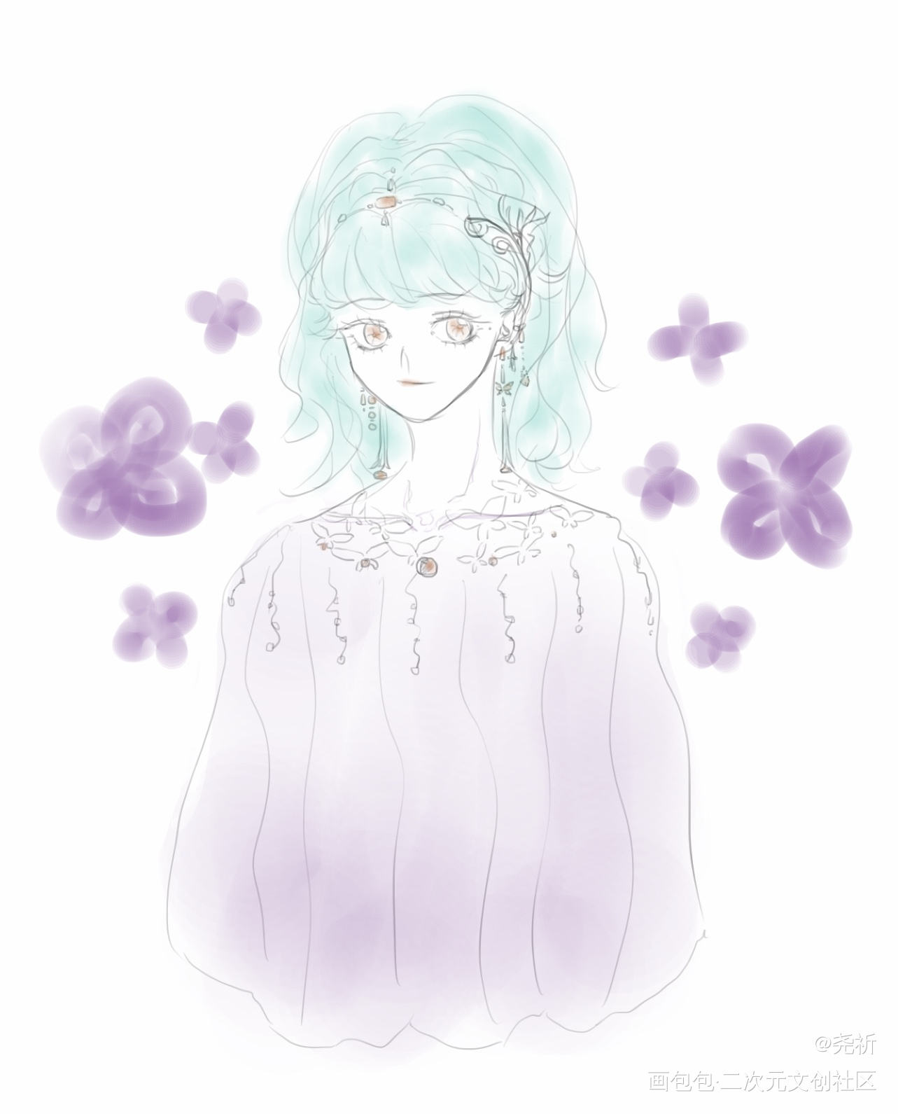 鸟_平涂约稿原创oc绘画作品