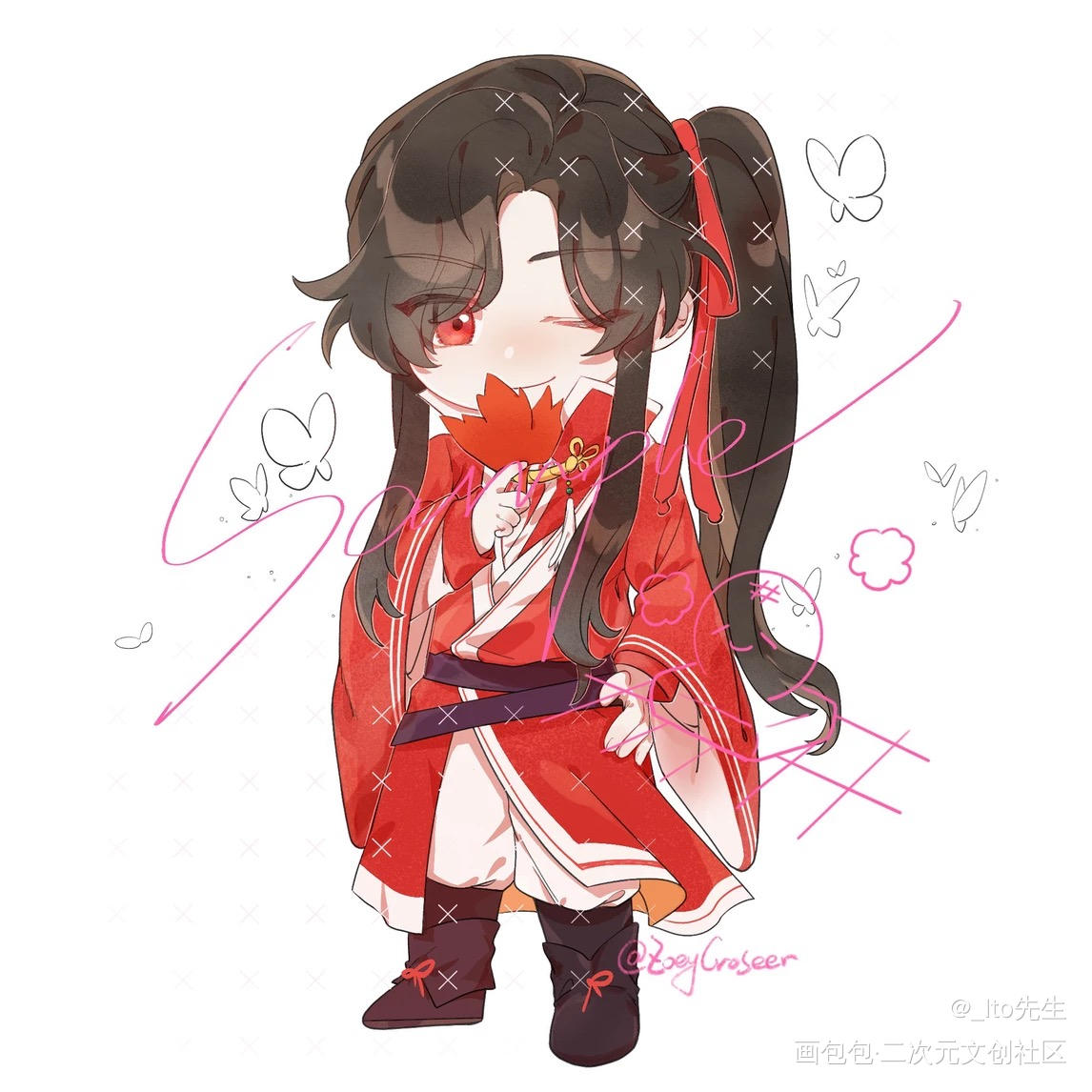 【天官赐福】快乐稿_天官赐福花怜平涂日系Q版绘画作品