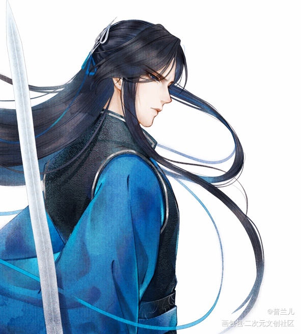 _盗墓笔记瓶邪张起灵古风水彩同人板绘绘画作品