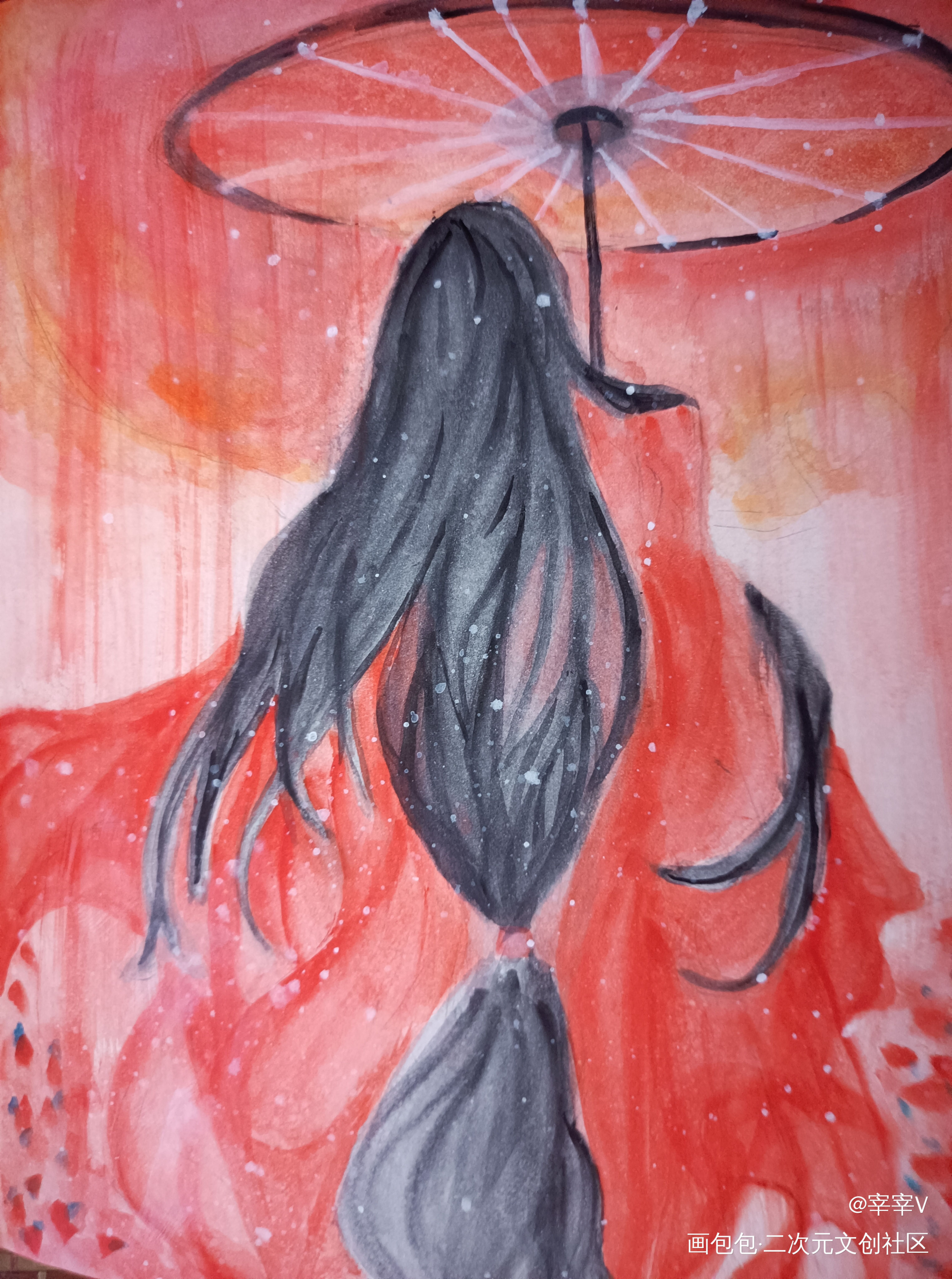 天官赐福_天官赐福手绘水彩绘画作品