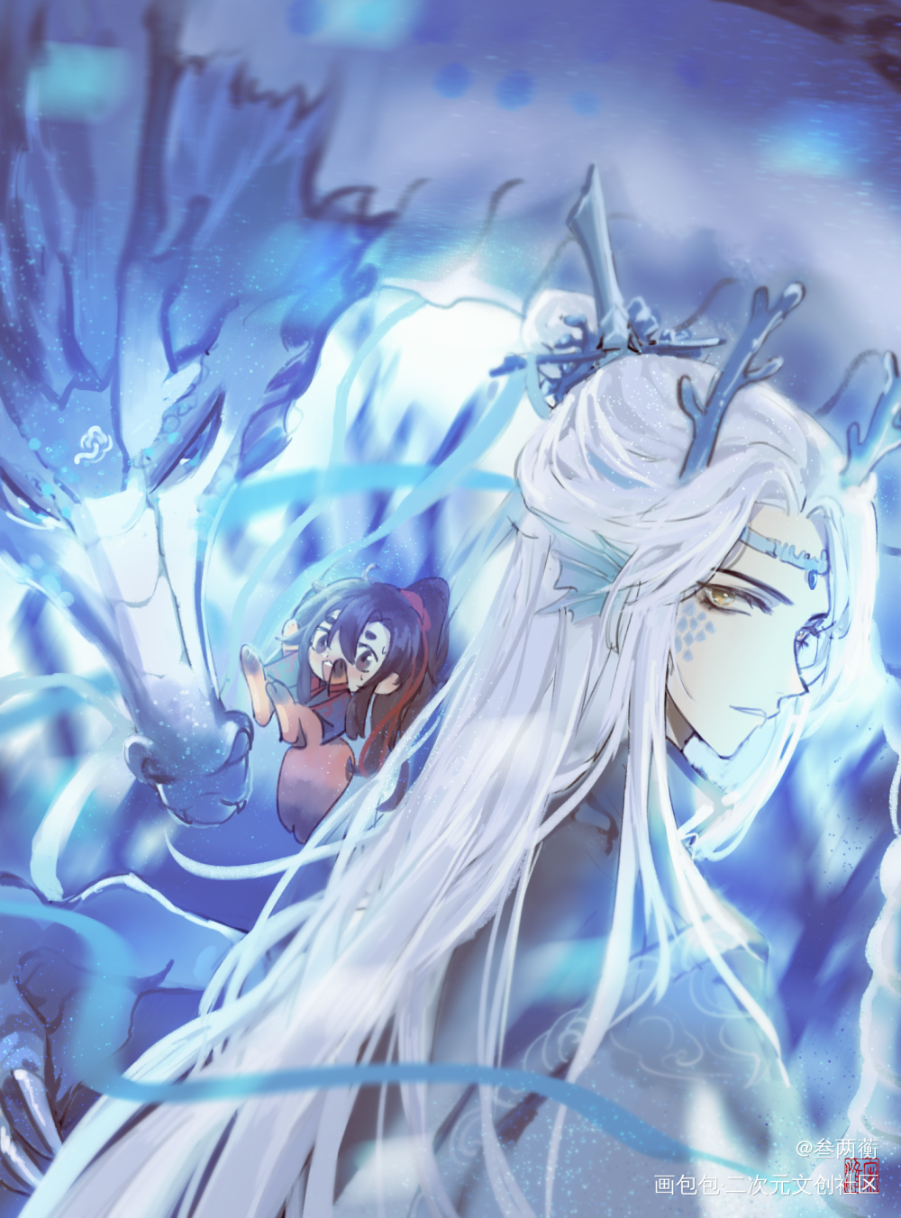 龙叽x小狐羡_魔道祖师忘羡古风绘画作品