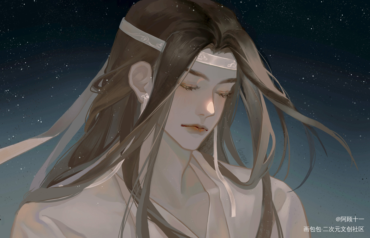 一点星光是你，你又在想着谁_魔道祖师忘羡蓝忘机厚涂我要上首推插画同人绘画作品