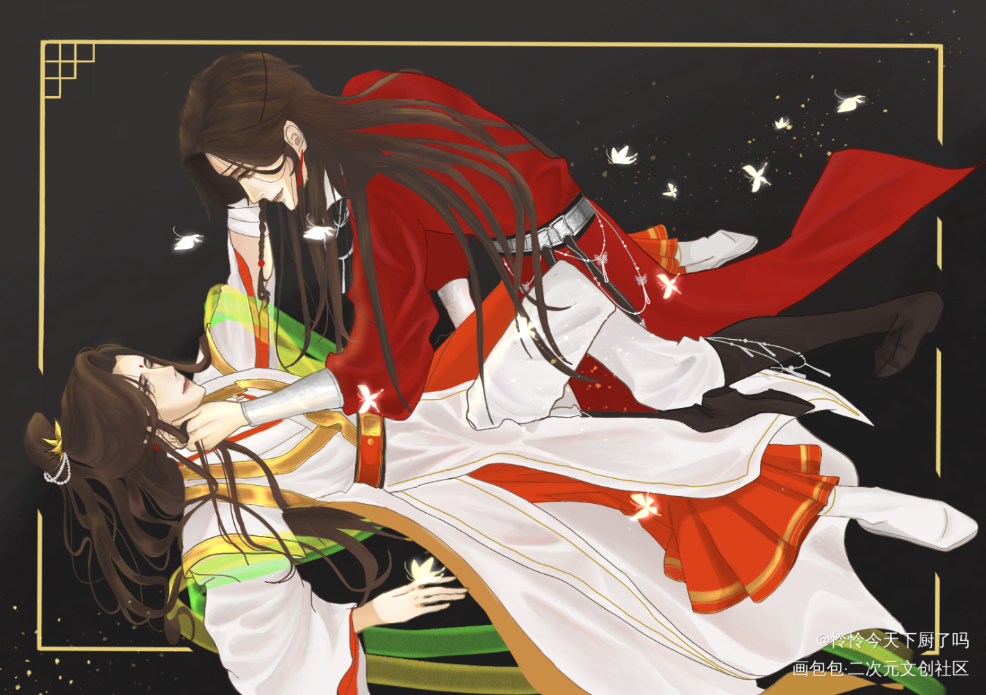 彼此照耀，双向奔赴_天官赐福花怜绘画作品