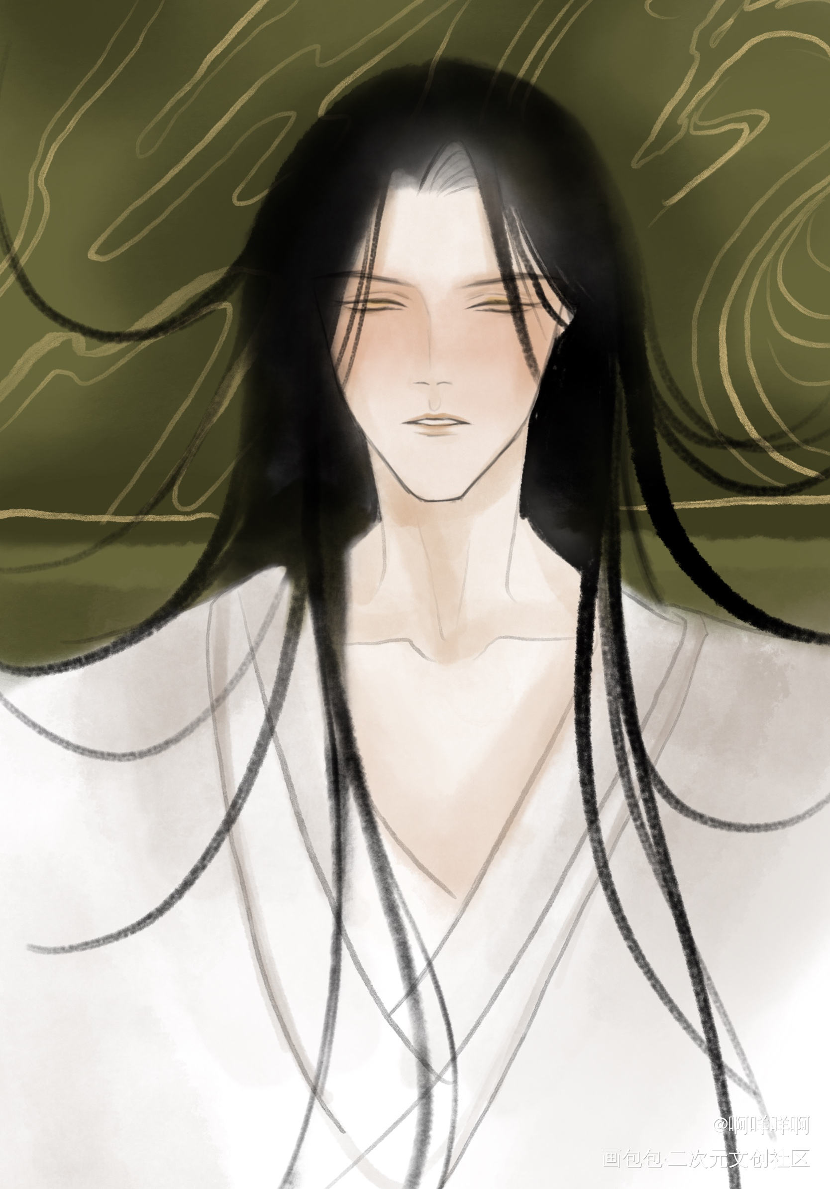也不知道在画点什么_二哈和他的白猫师尊燃晚楚晚宁绘画作品