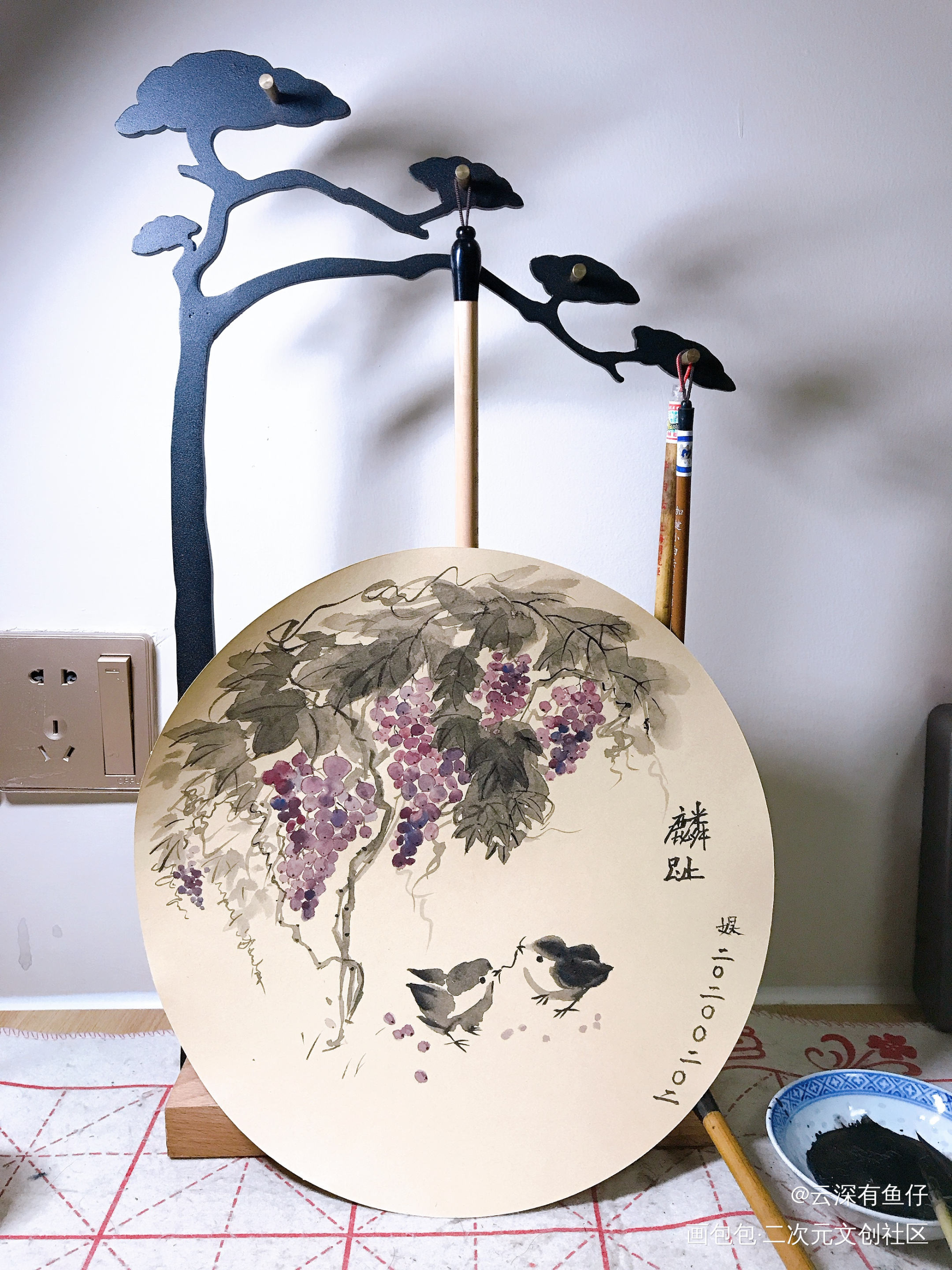 麟趾_古风水彩绘画作品