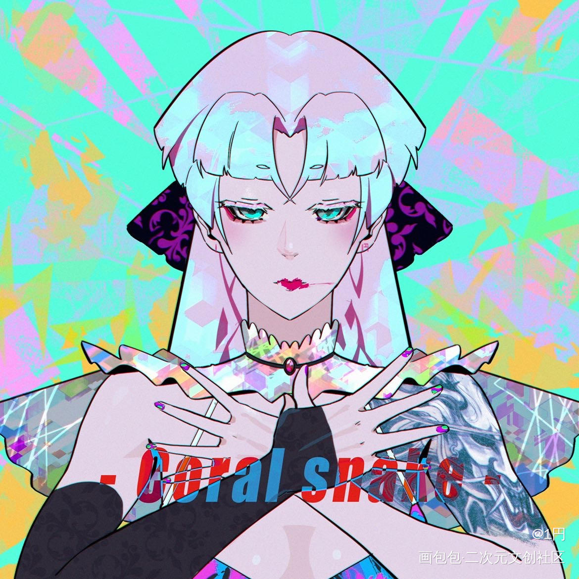 奎蛇_平涂日系插画摸鱼原创oc绘画作品
