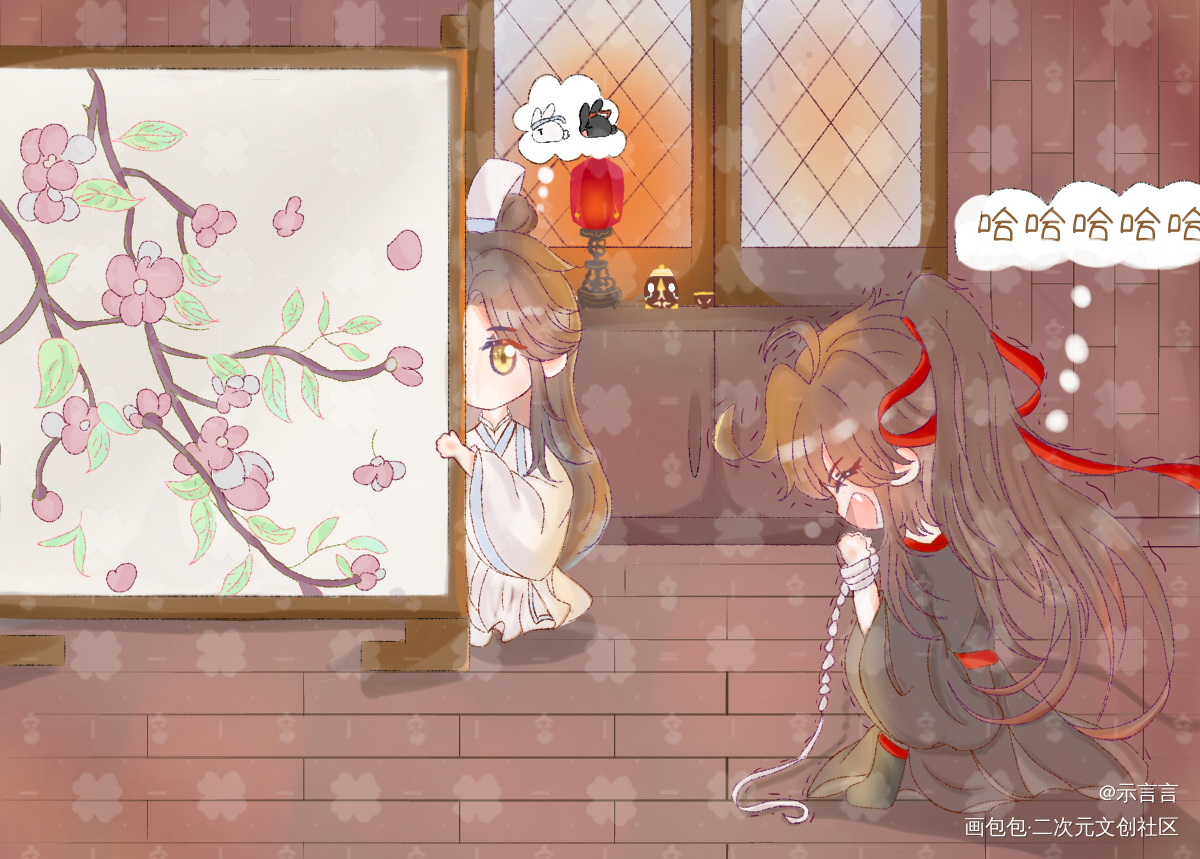 二次叽叽醉酒——老图_魔道祖师忘羡蓝忘机魏无羡古风Q版我要上首推插画同人绘画作品
