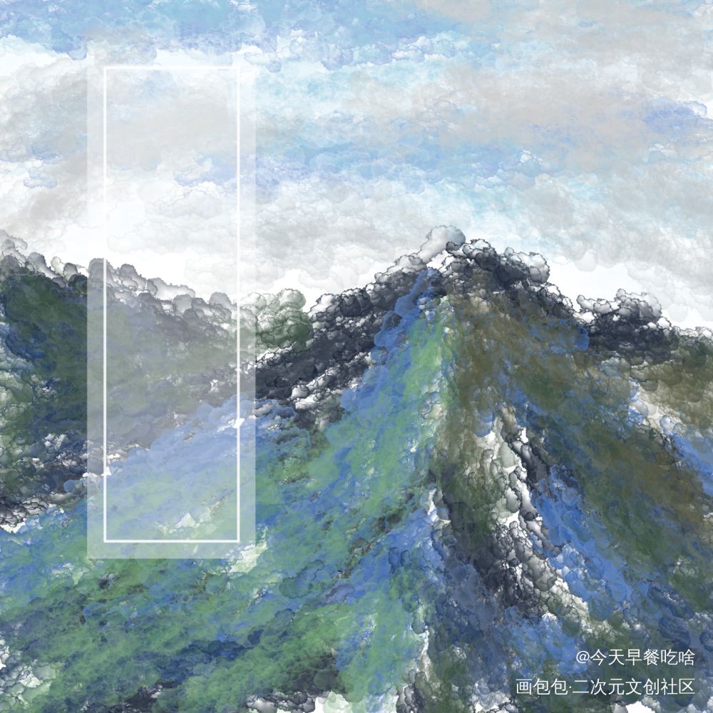 山_手绘平涂我要上首推风景绘画作品